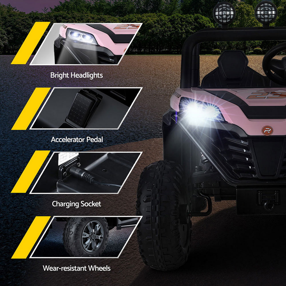 12V Kids Electric Ride On UTV with Parental Remote - Pink