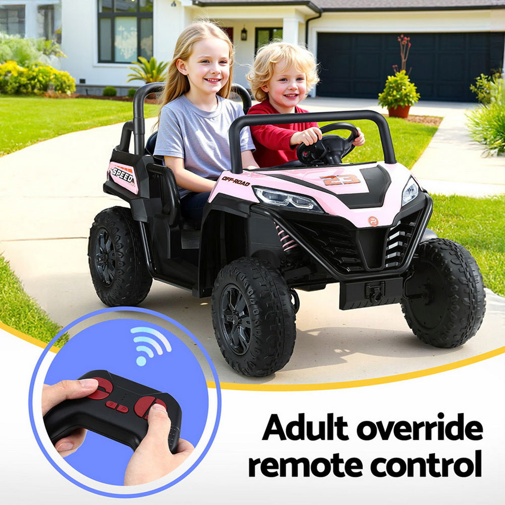 12V Kids Electric Ride On UTV with Parental Remote - Pink