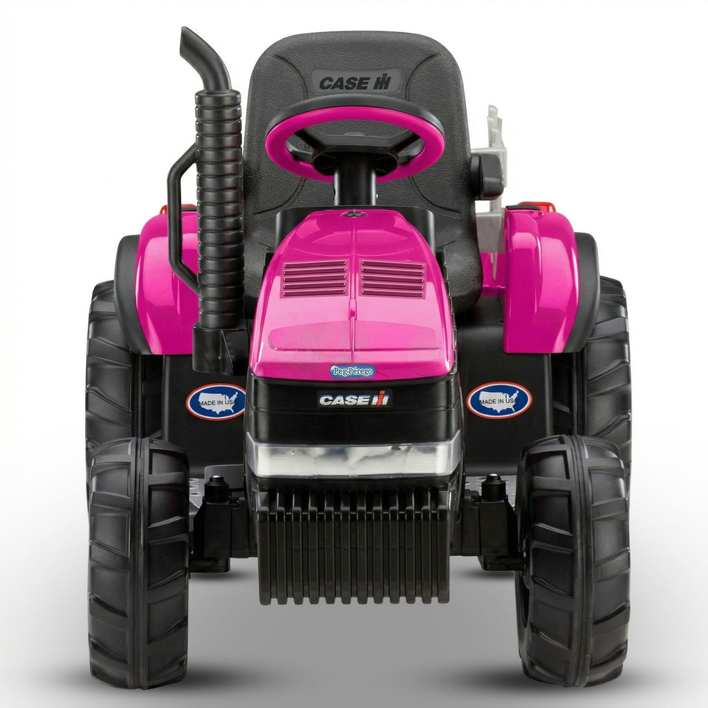 Pink 12V Kids Ride On Tractor with Trailer 2 Speed Toy