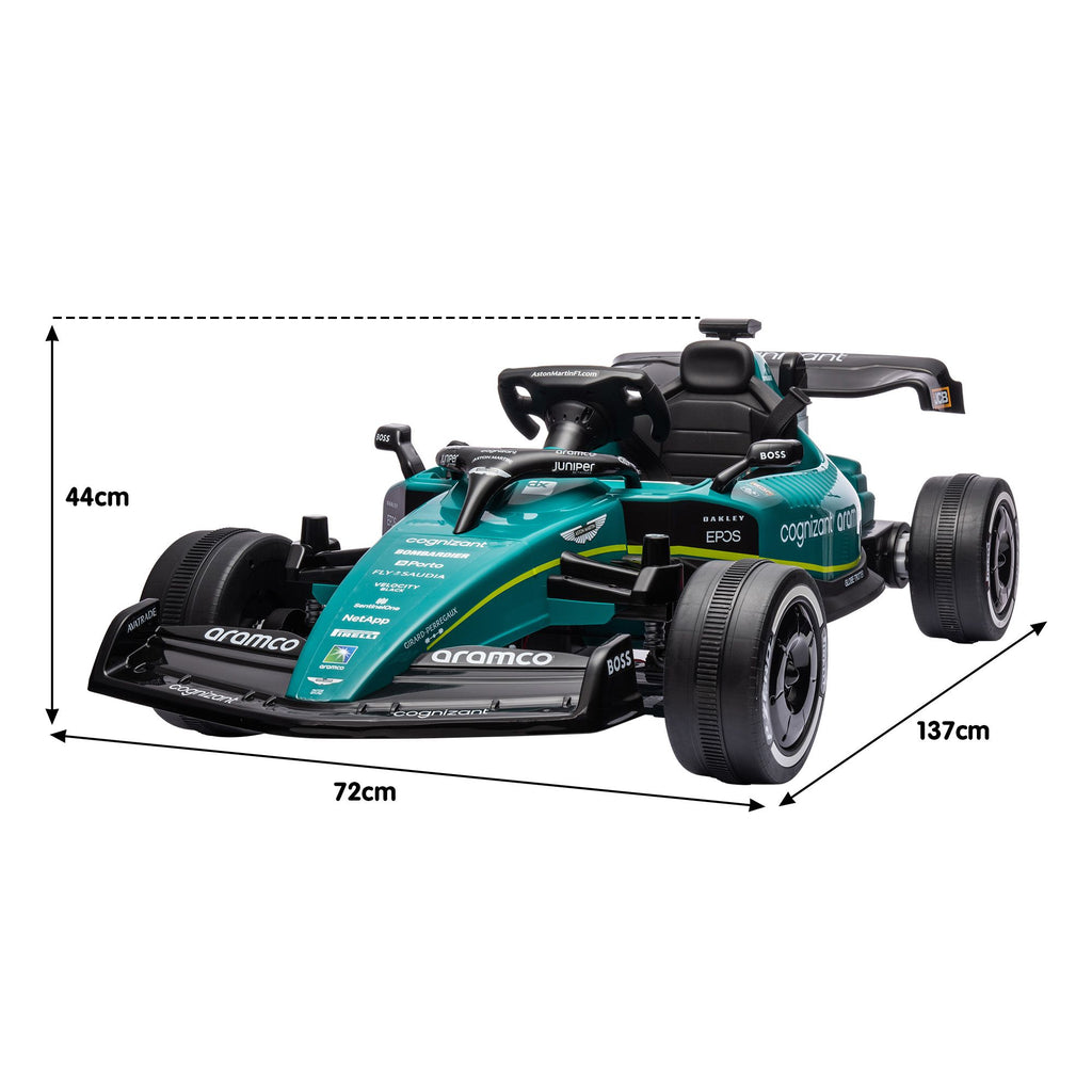 Aston Martin F1 12V Kids Electric Ride-On Race Car, Green