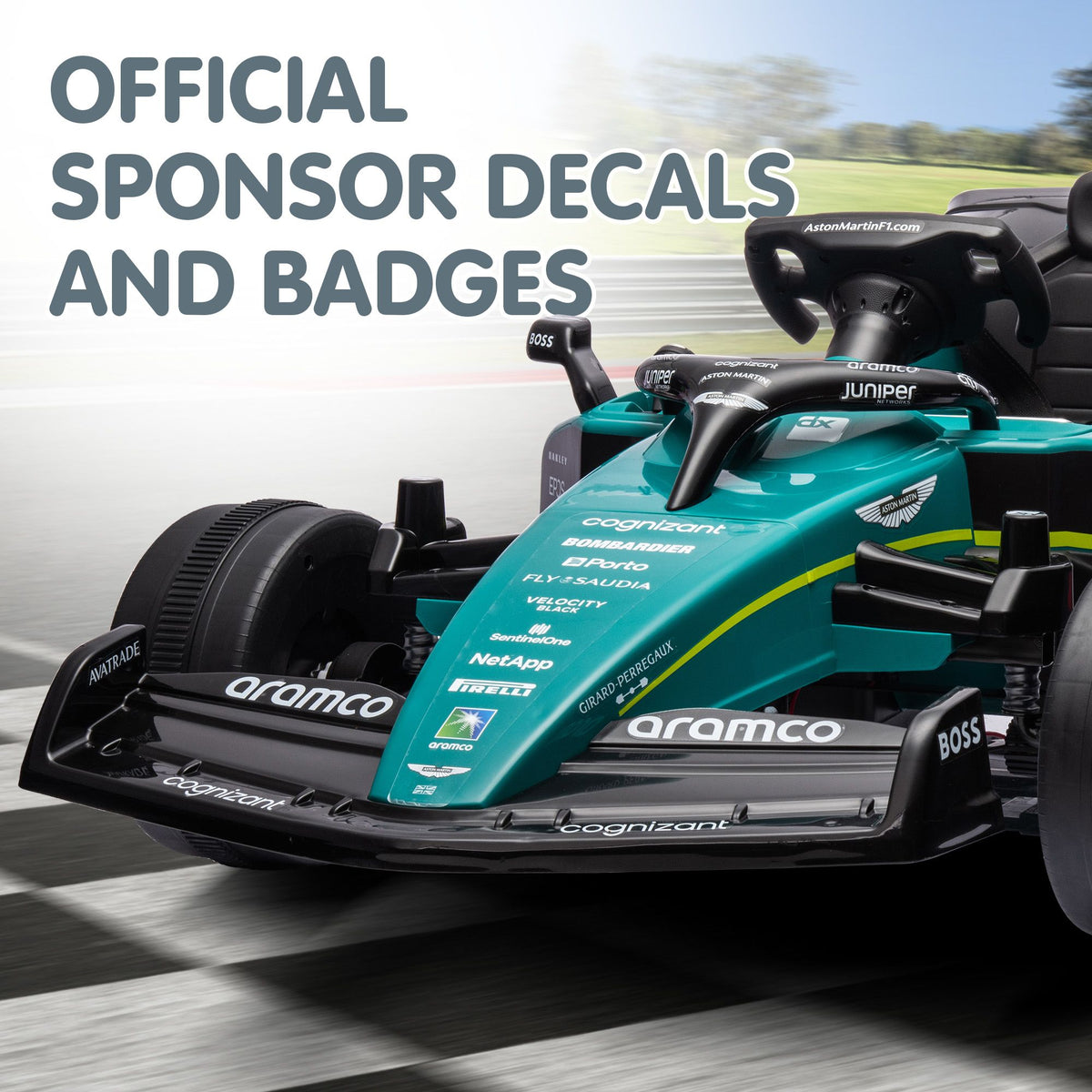 Aston Martin F1 12V Kids Electric Ride-On Race Car, Green