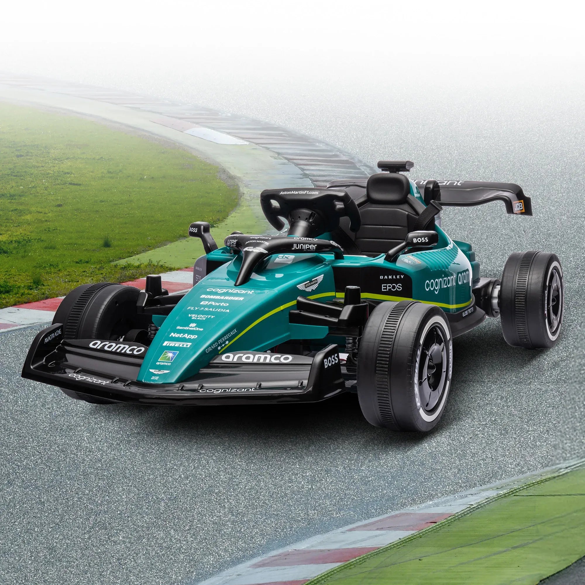 Aston Martin F1 12V Kids Electric Ride-On Race Car, Green