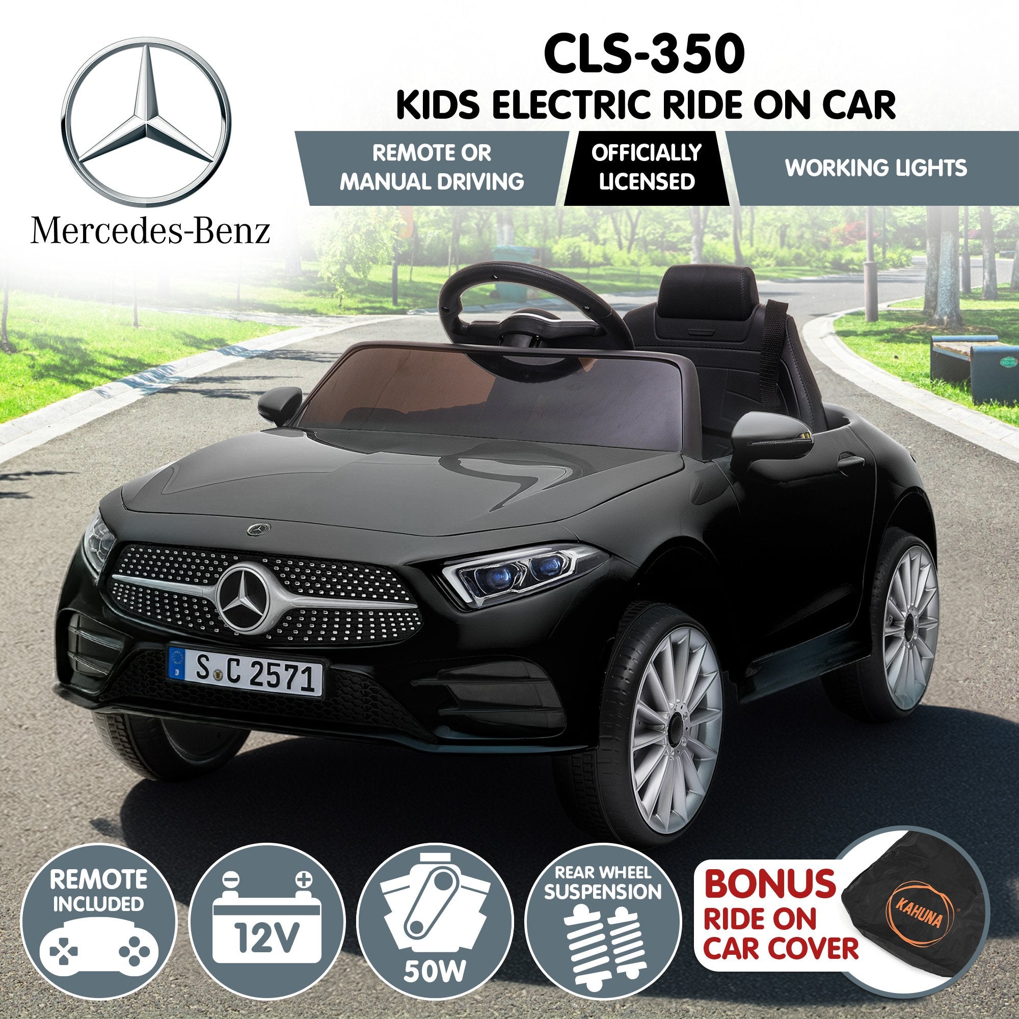 Mercedes-Benz CLS 350 12V Kids Electric Ride-On Car, Black
