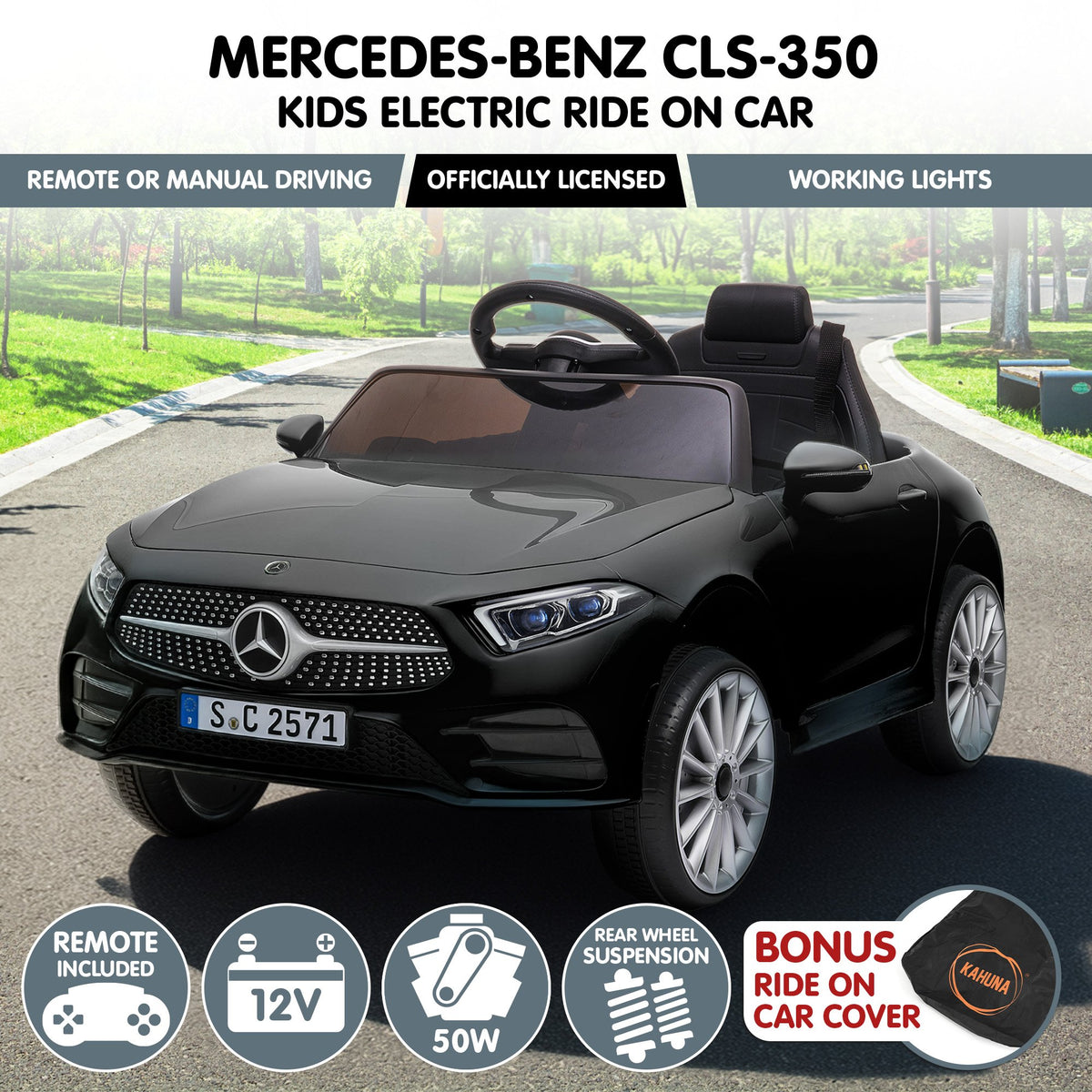 Mercedes-Benz CLS 350 12V Kids Electric Ride-On Car, Black