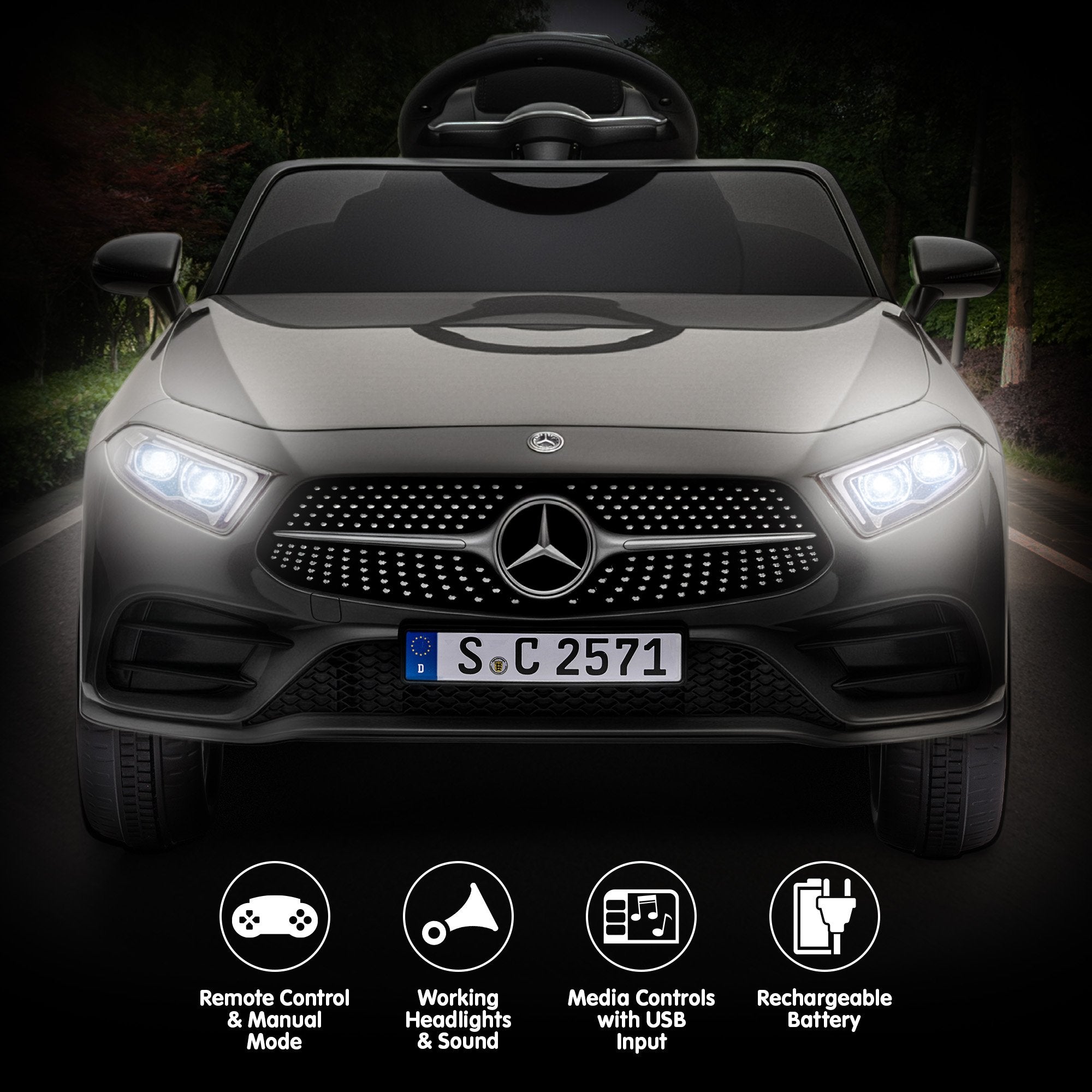Mercedes-Benz CLS 350 12V Kids Electric Ride-On Car, Black