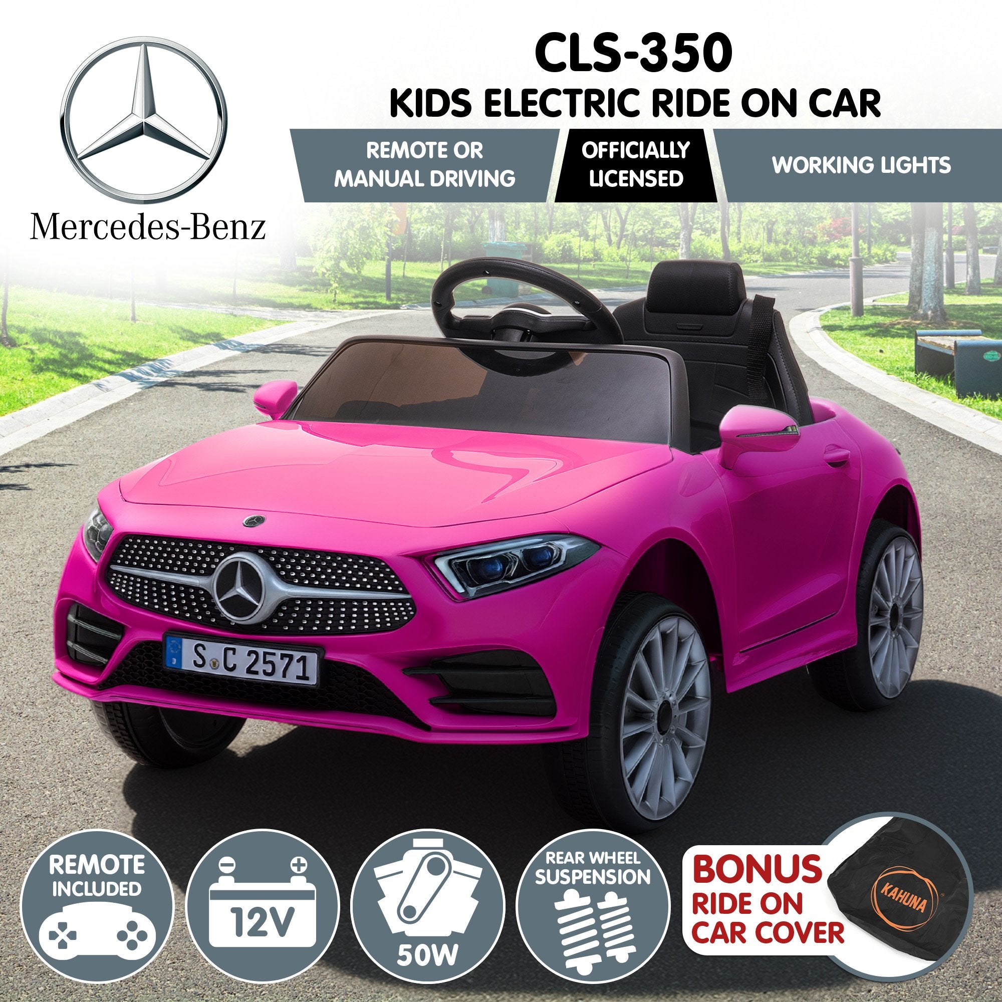 Mercedes-Benz CLS 350 12V Kids Electric Ride-On Car, Pink