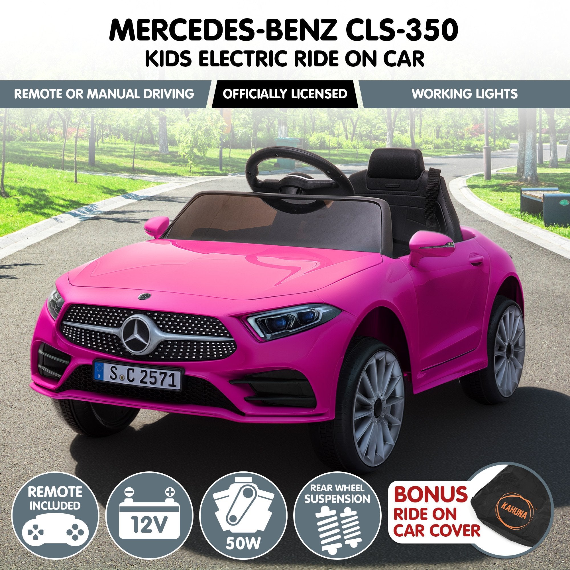 Mercedes-Benz CLS 350 12V Kids Electric Ride-On Car, Pink