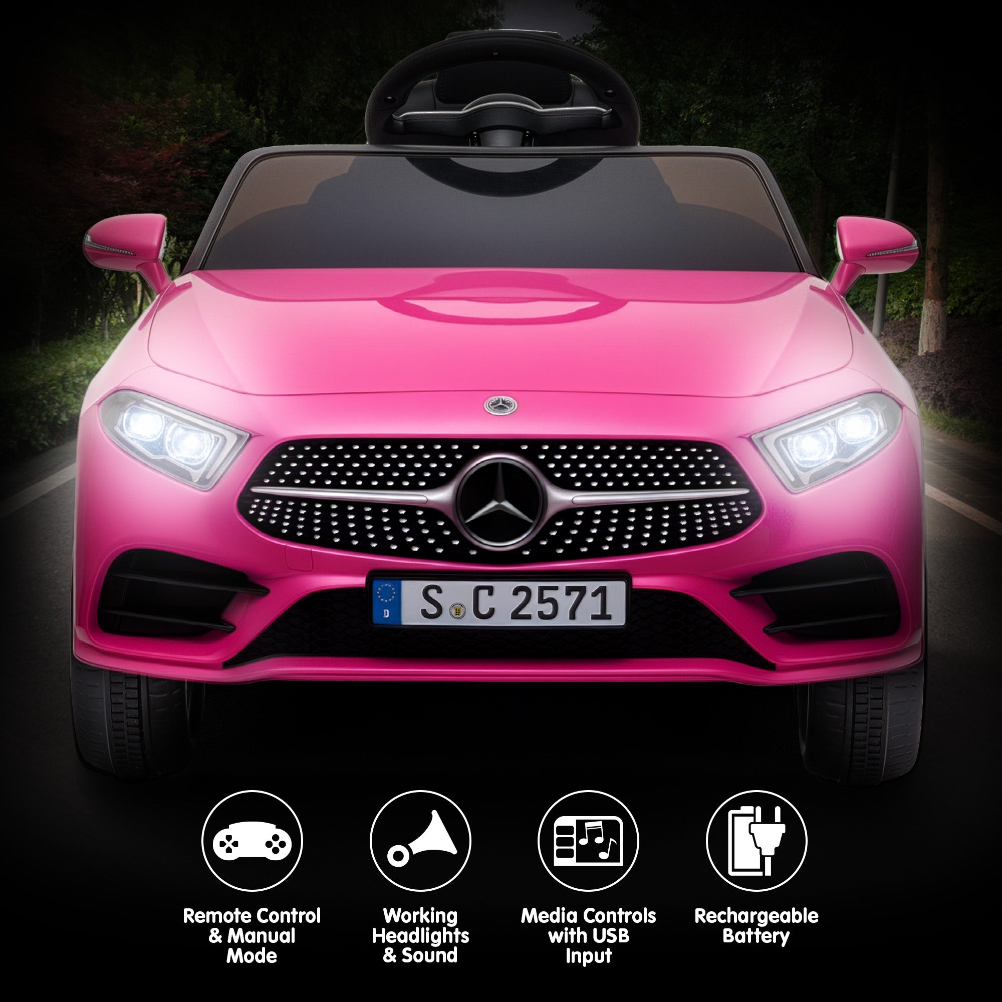Mercedes-Benz CLS 350 12V Kids Electric Ride-On Car, Pink
