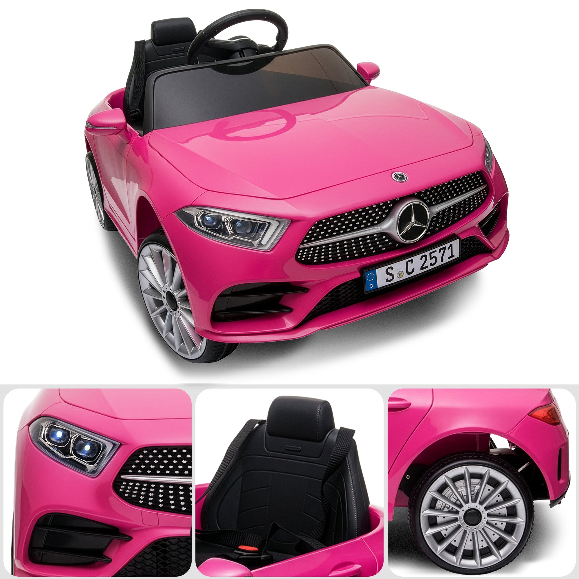 Mercedes-Benz CLS 350 12V Kids Electric Ride-On Car, Pink