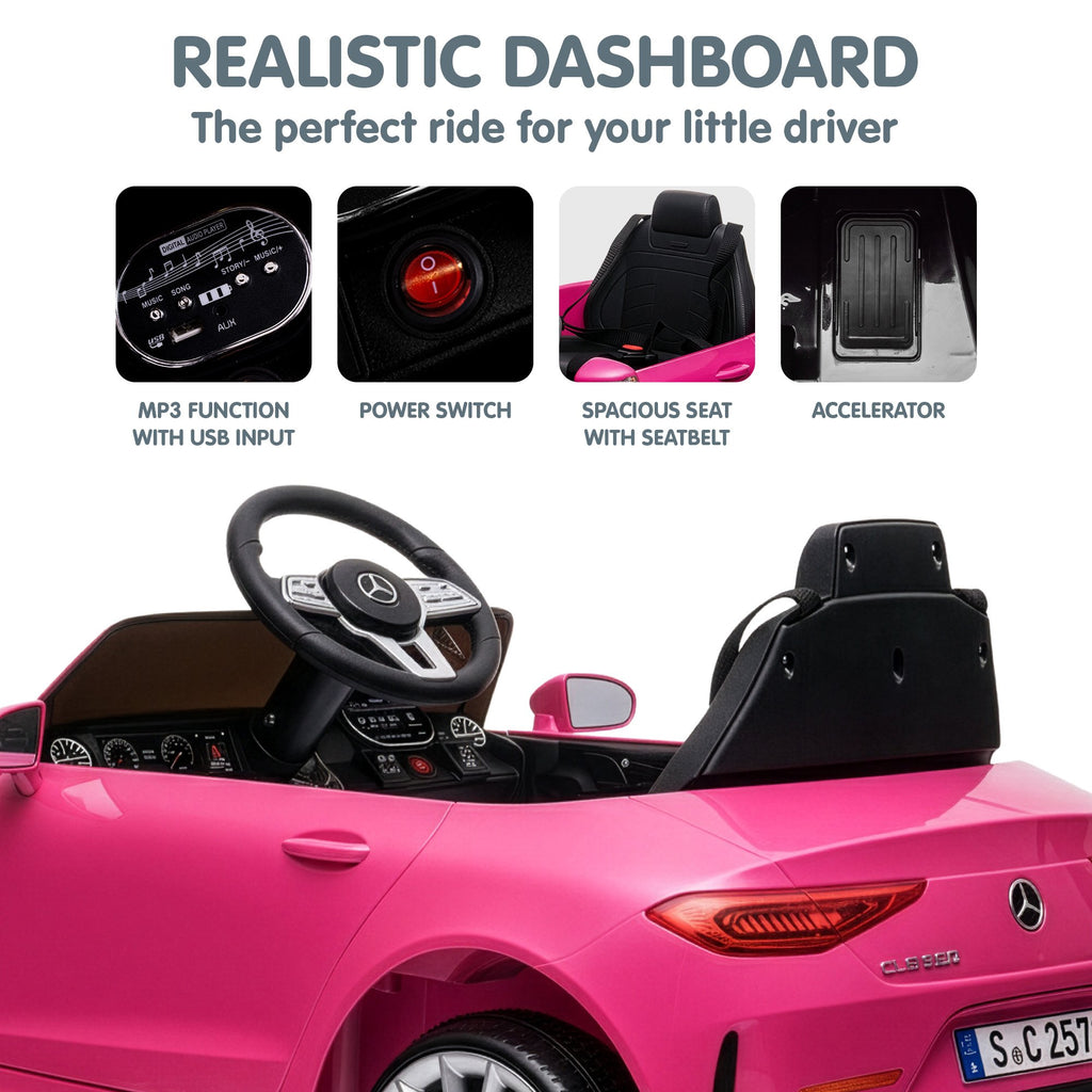 Mercedes-Benz CLS 350 12V Kids Electric Ride-On Car, Pink