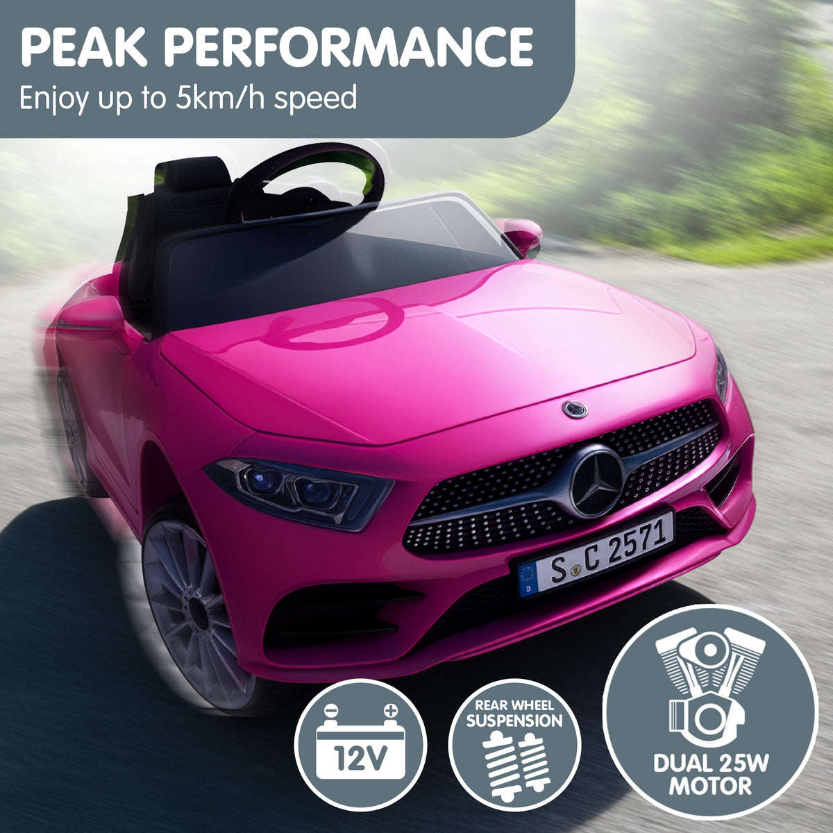 Mercedes-Benz CLS 350 12V Kids Electric Ride-On Car, Pink