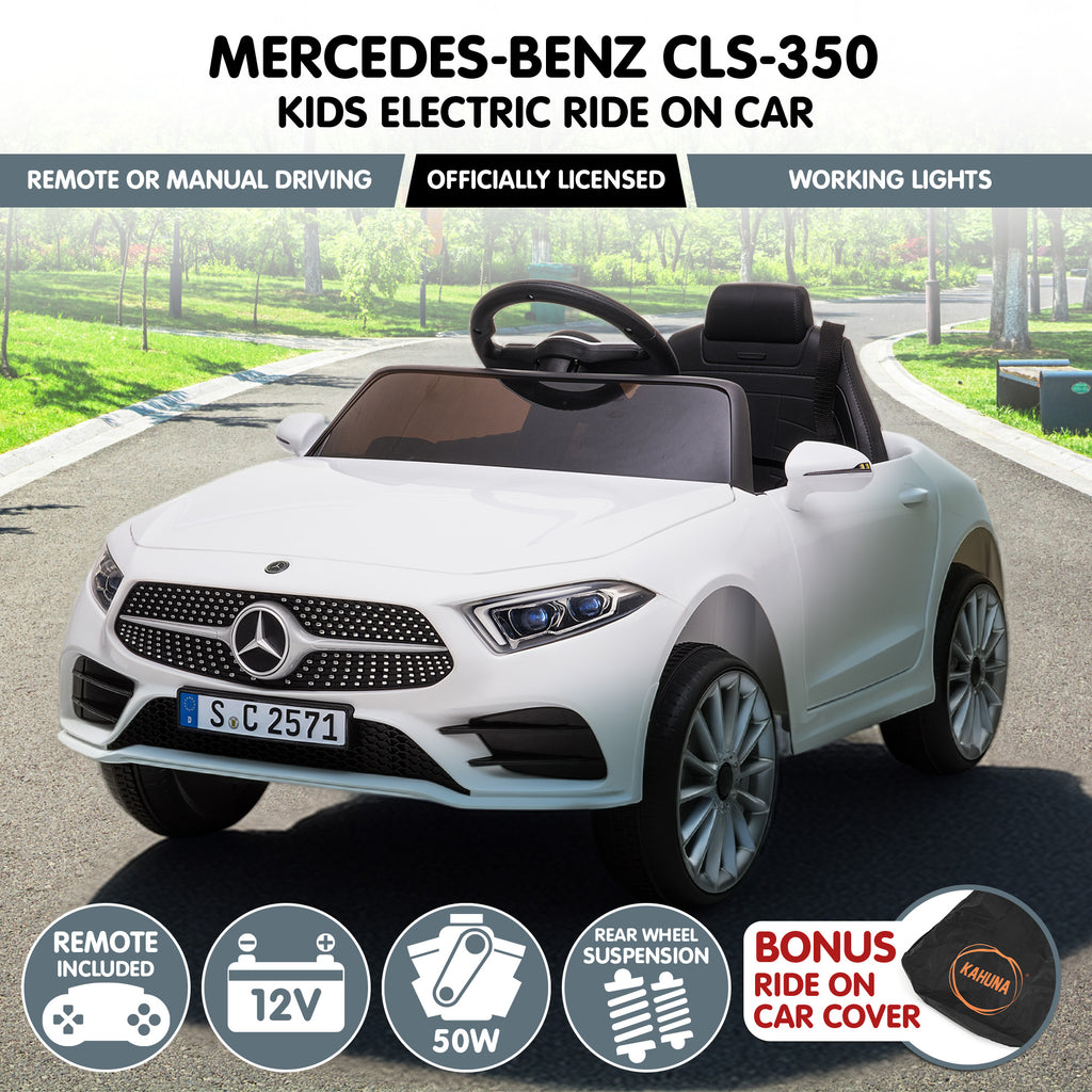Mercedes-Benz CLS 350 12V Kids Electric Ride-On Car, White