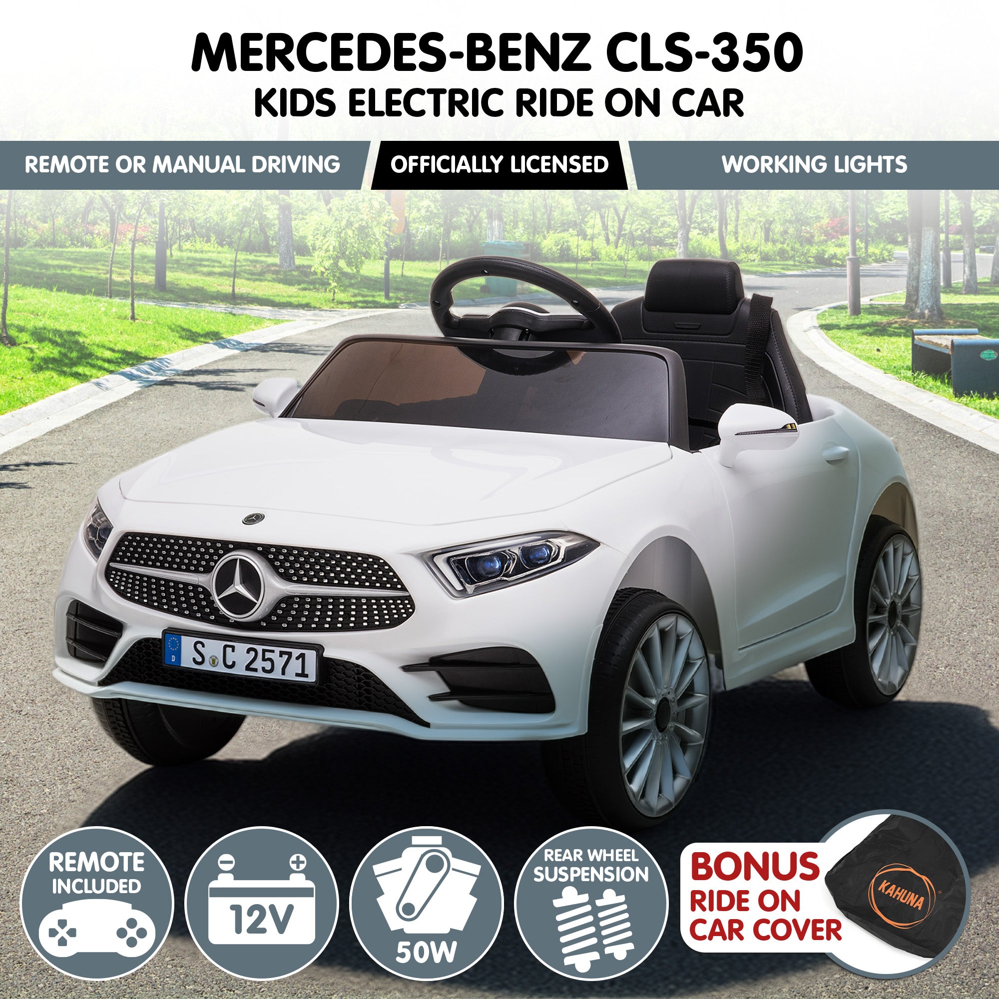 Mercedes-Benz CLS 350 12V Kids Electric Ride-On Car, White