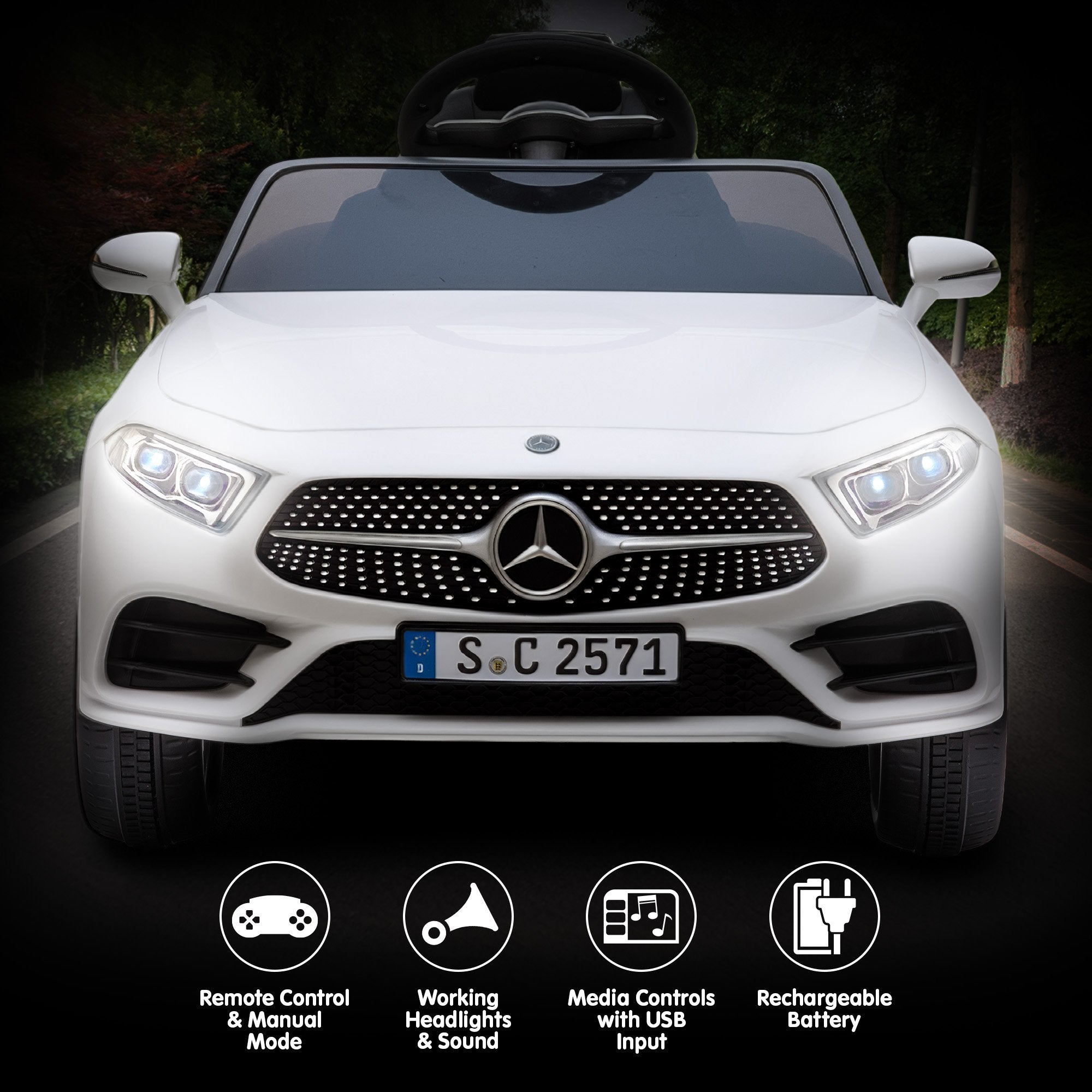 Mercedes-Benz CLS 350 12V Kids Electric Ride-On Car, White