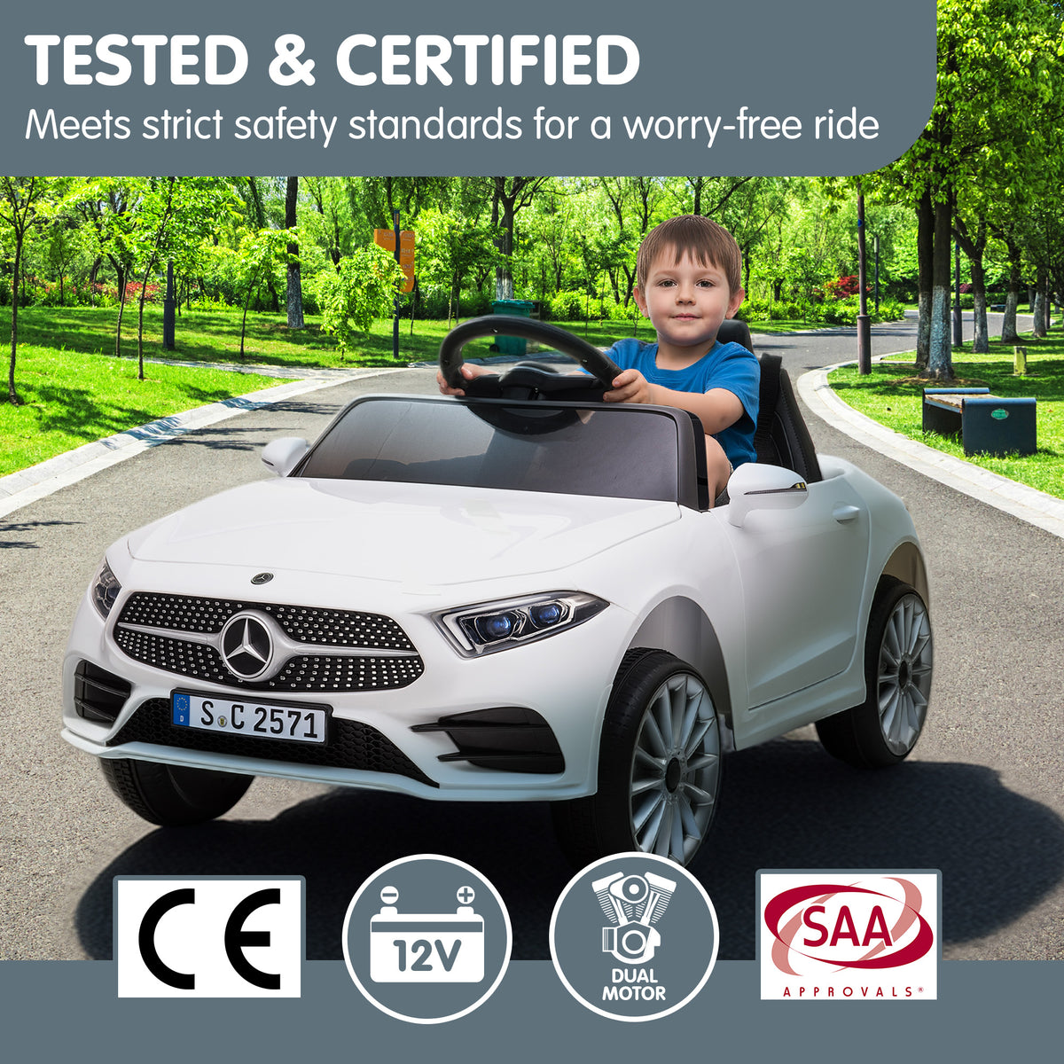 Mercedes-Benz CLS 350 12V Kids Electric Ride-On Car, White