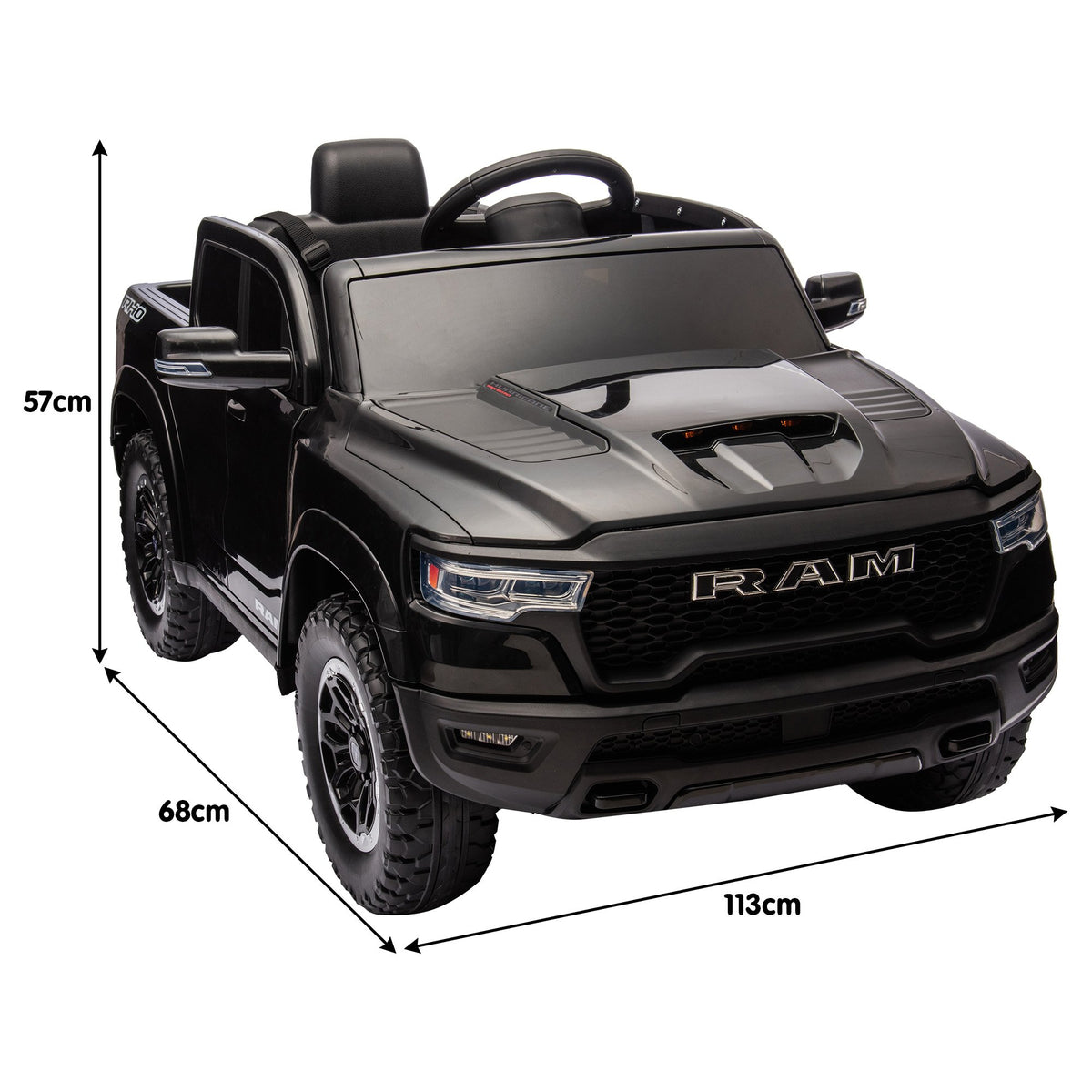 RAM 1500 RHO 12V Kids Electric Ride-On Car, Black