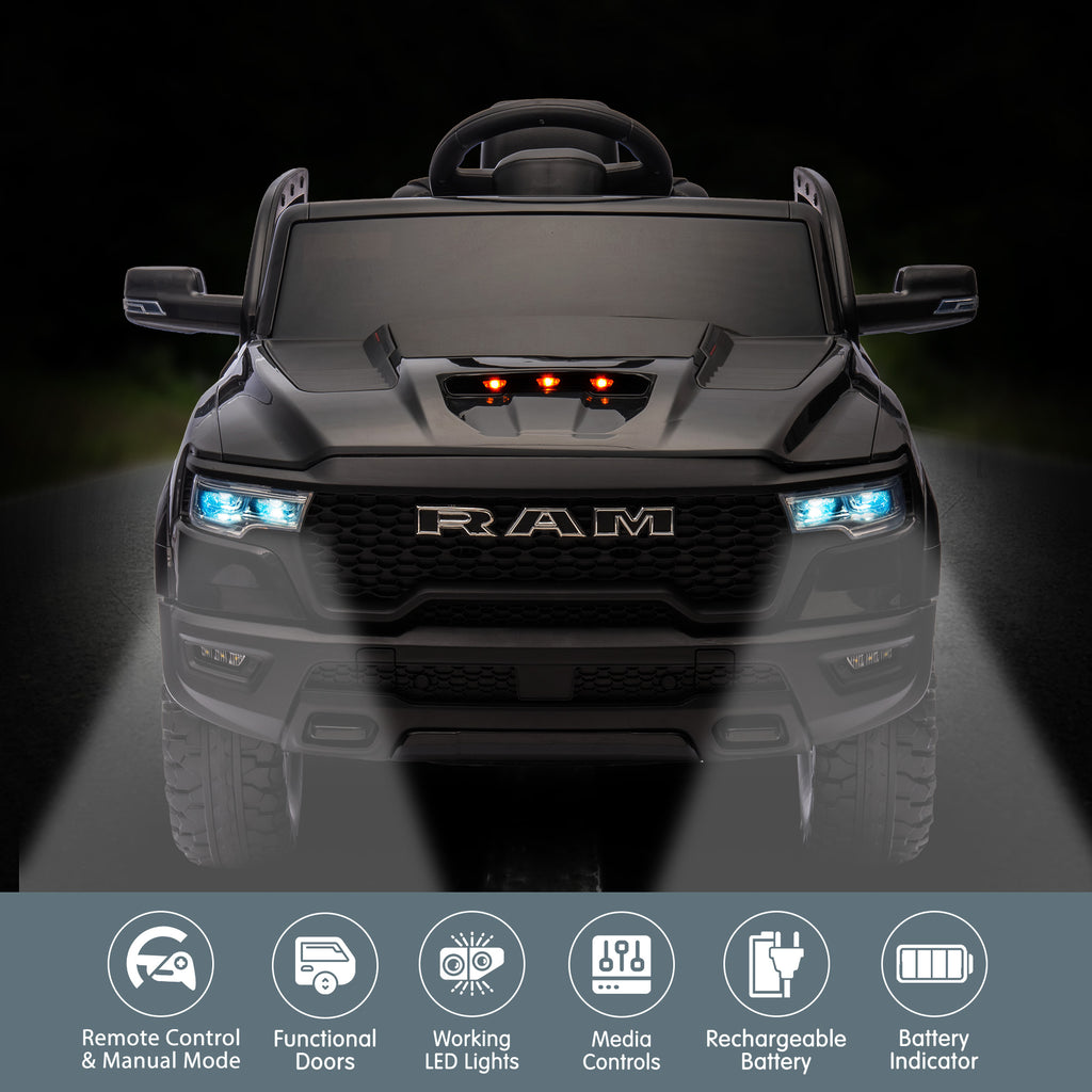 RAM 1500 RHO 12V Kids Electric Ride-On Car, Black