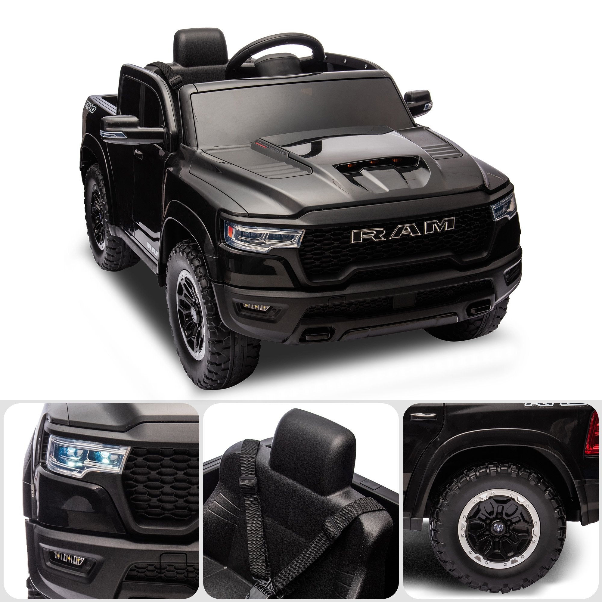 RAM 1500 RHO 12V Kids Electric Ride-On Car, Black