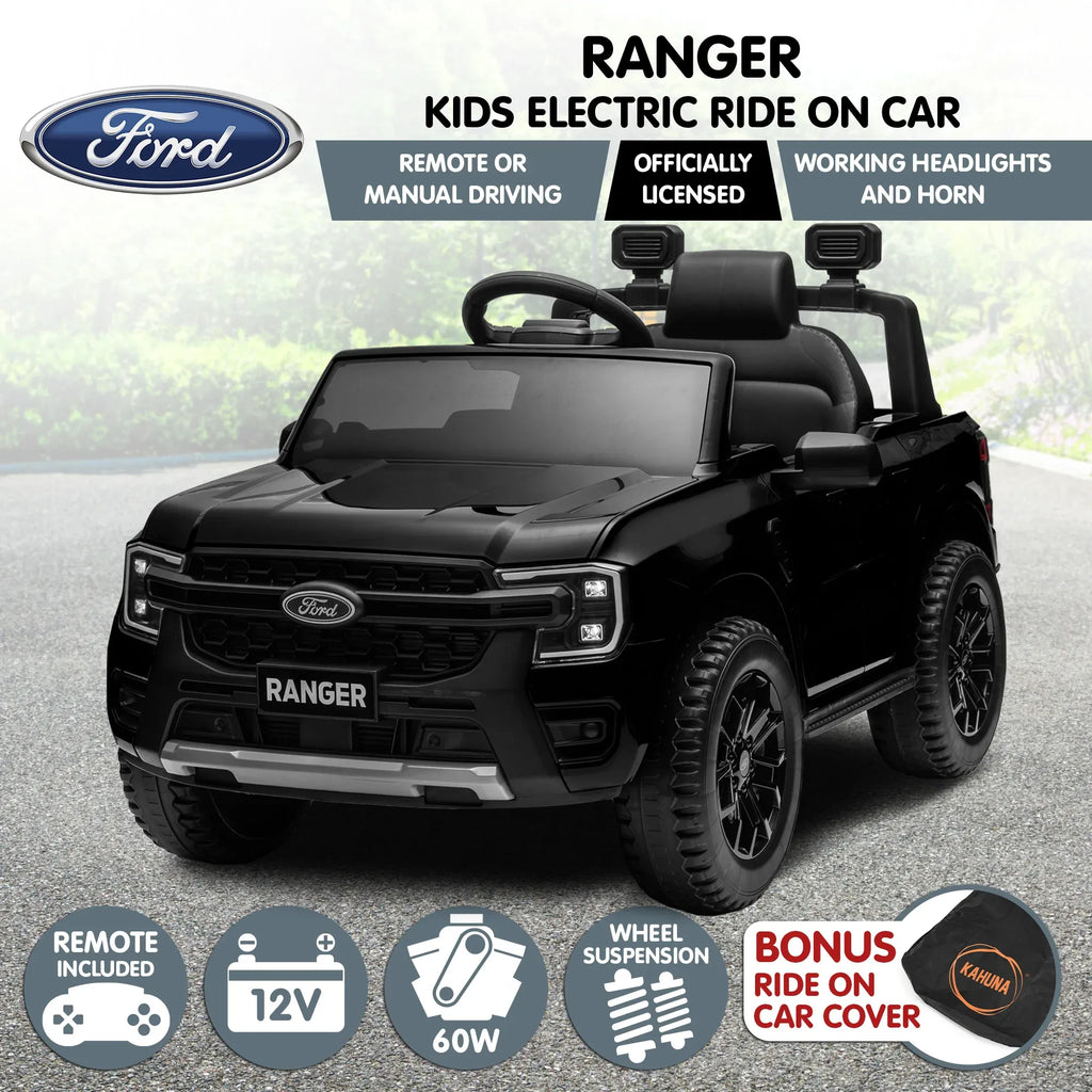 Ford Ranger 12V Kids Electric Ride-On Car, Black