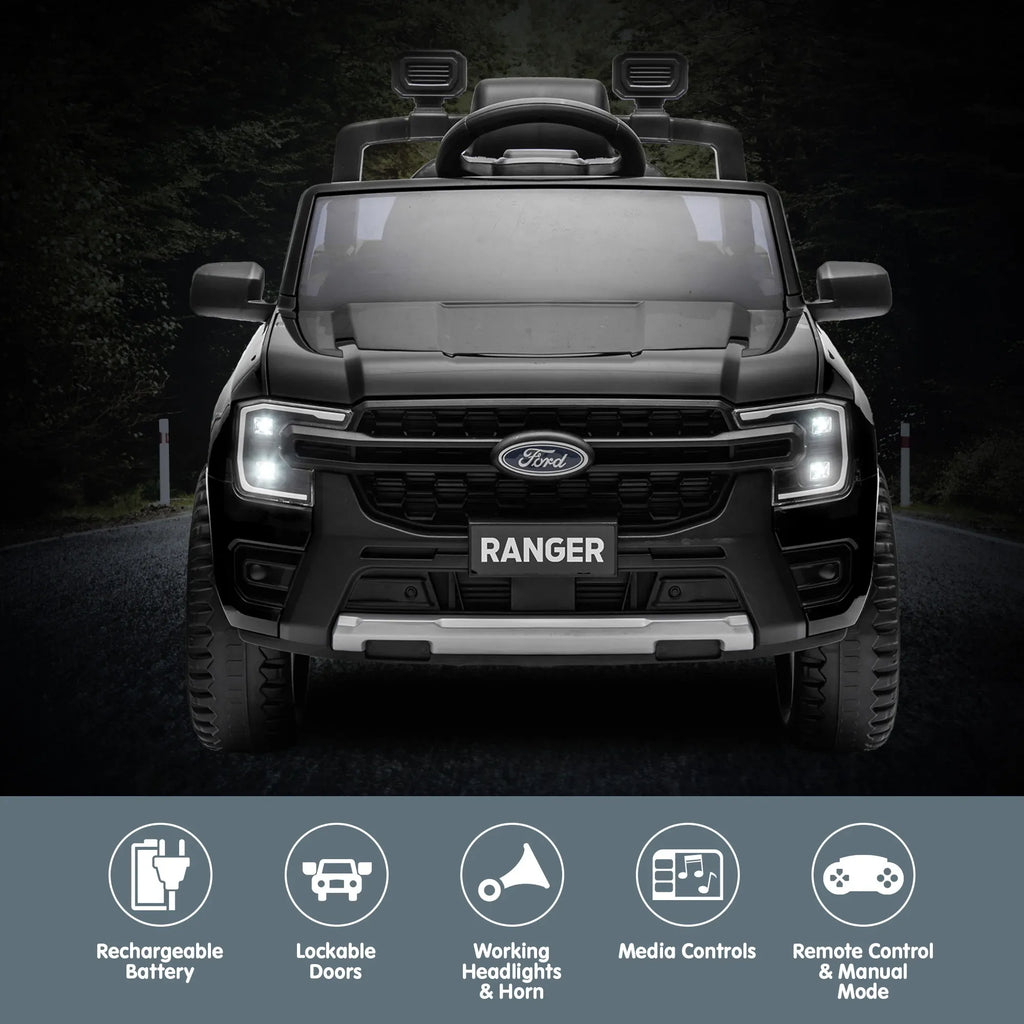 Ford Ranger 12V Kids Electric Ride-On Car, Black