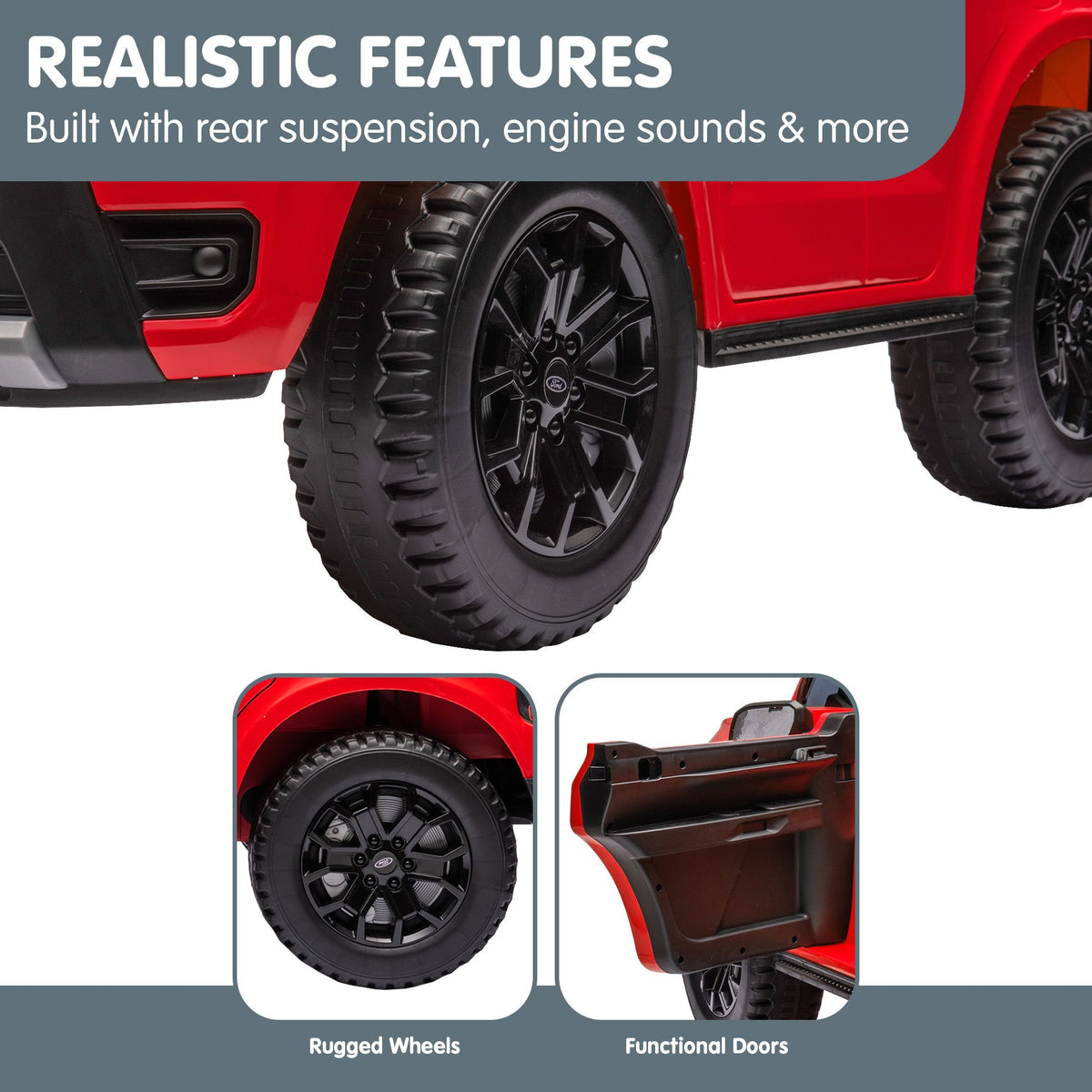 Ford Ranger 12V Kids Electric Ride-On Car, Red