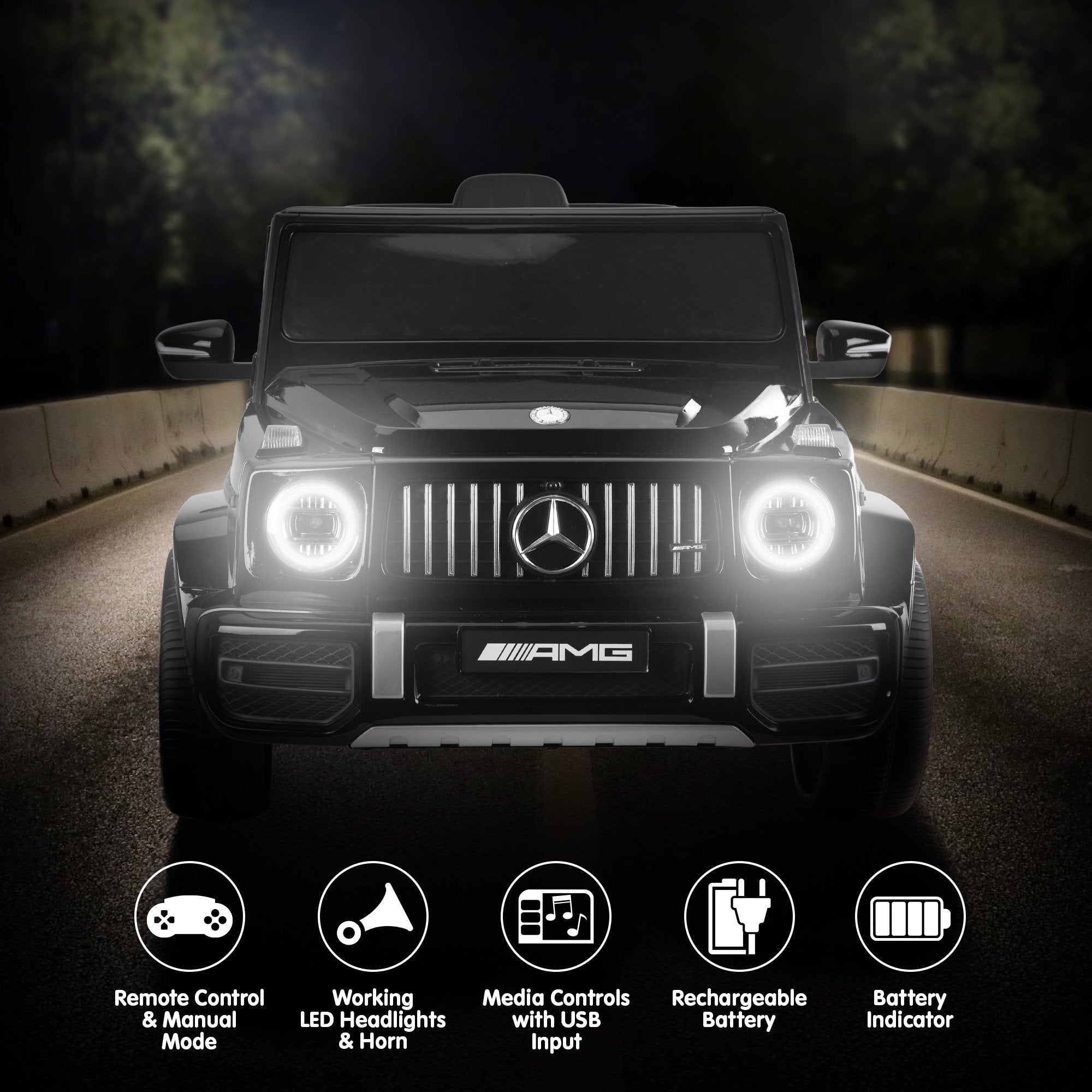 Mercedes-Benz AMG G63 12V Kids Electric Ride-On Car, Black