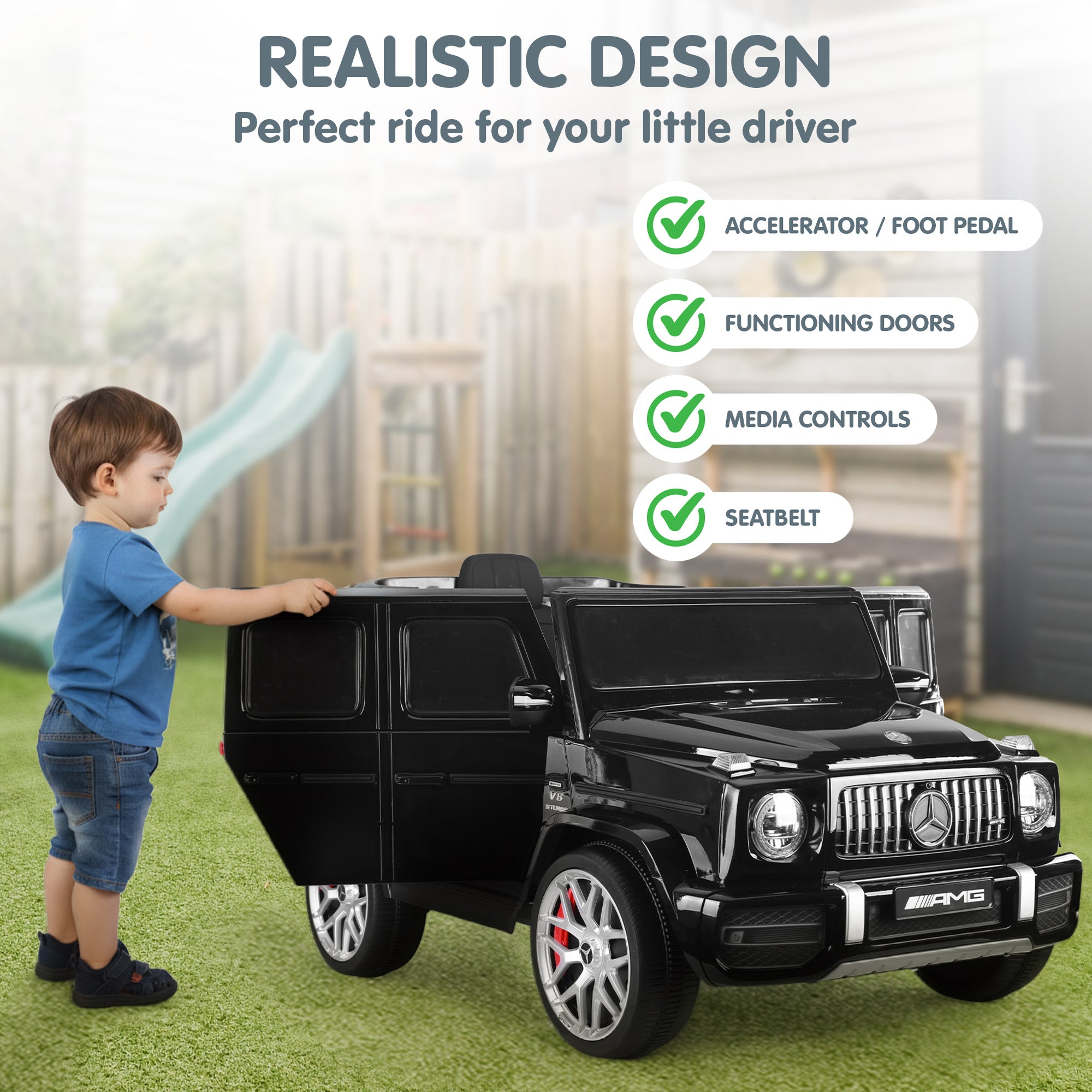 Mercedes-Benz AMG G63 12V Kids Electric Ride-On Car, Black