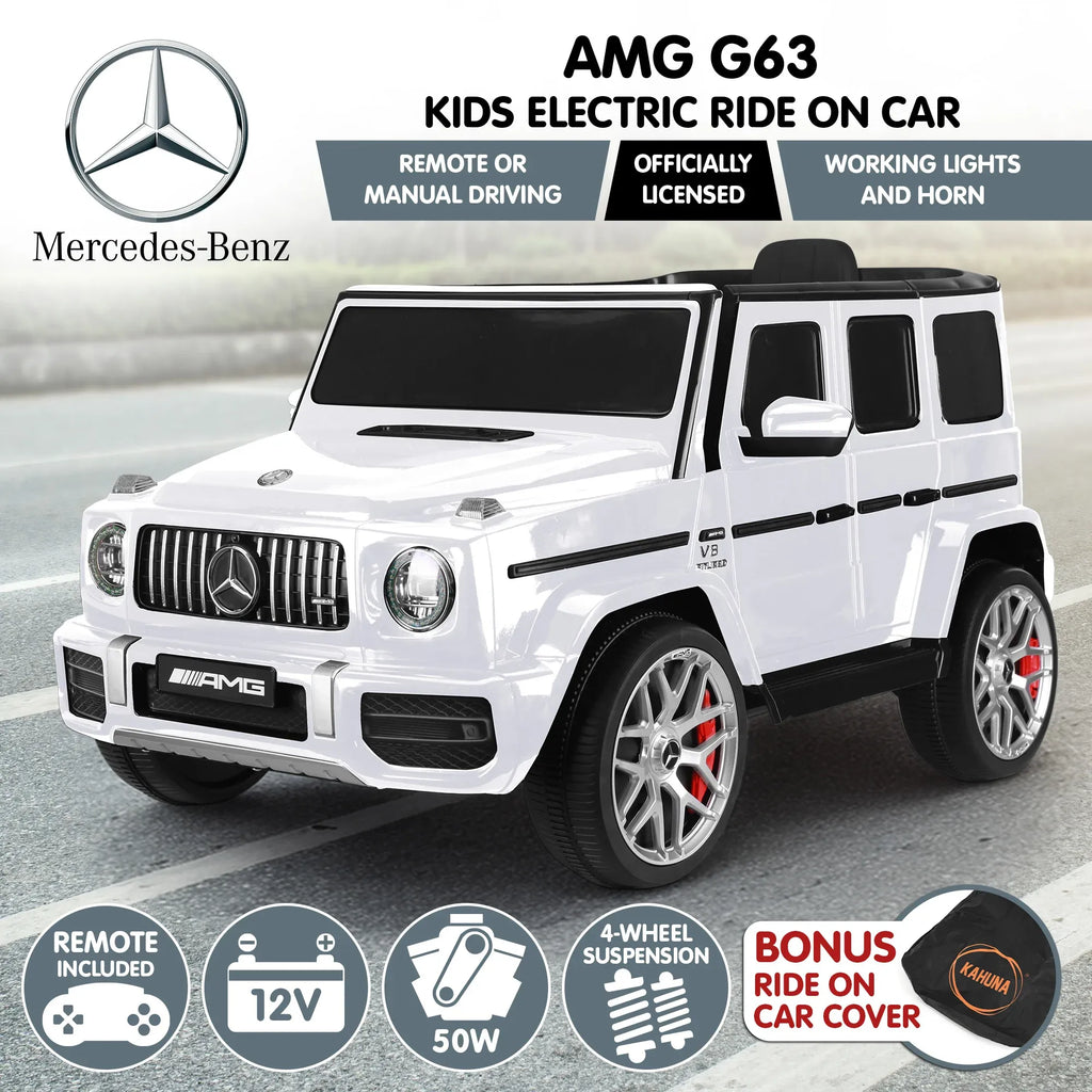 Mercedes-Benz AMG G63 12V Kids Electric Ride-On Car, White