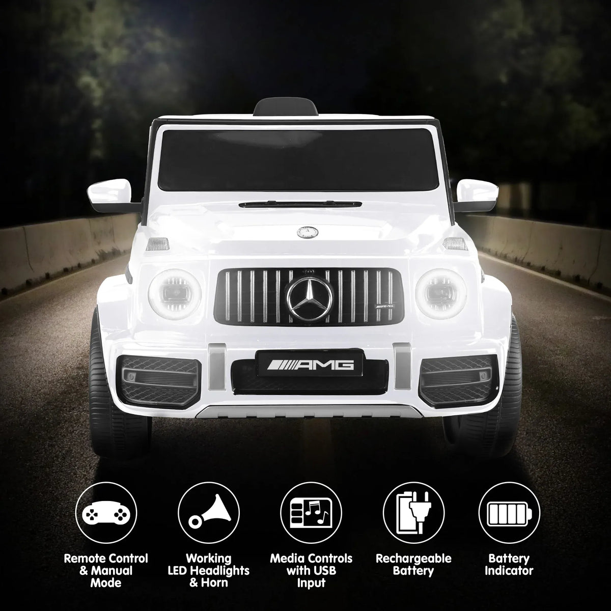 Mercedes-Benz AMG G63 12V Kids Electric Ride-On Car, White