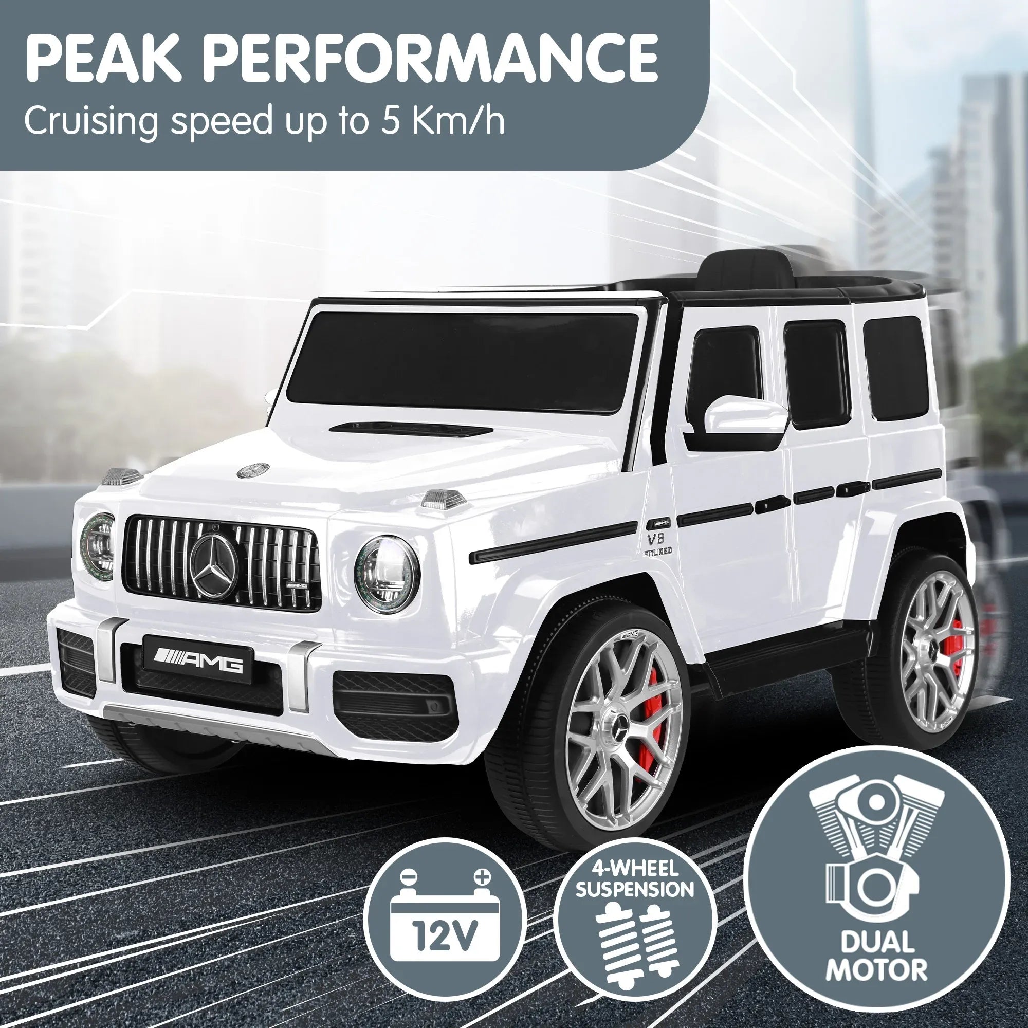 Mercedes-Benz AMG G63 12V Kids Electric Ride-On Car, White