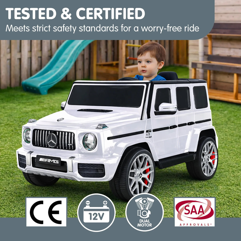 Mercedes-Benz AMG G63 12V Kids Electric Ride-On Car, White