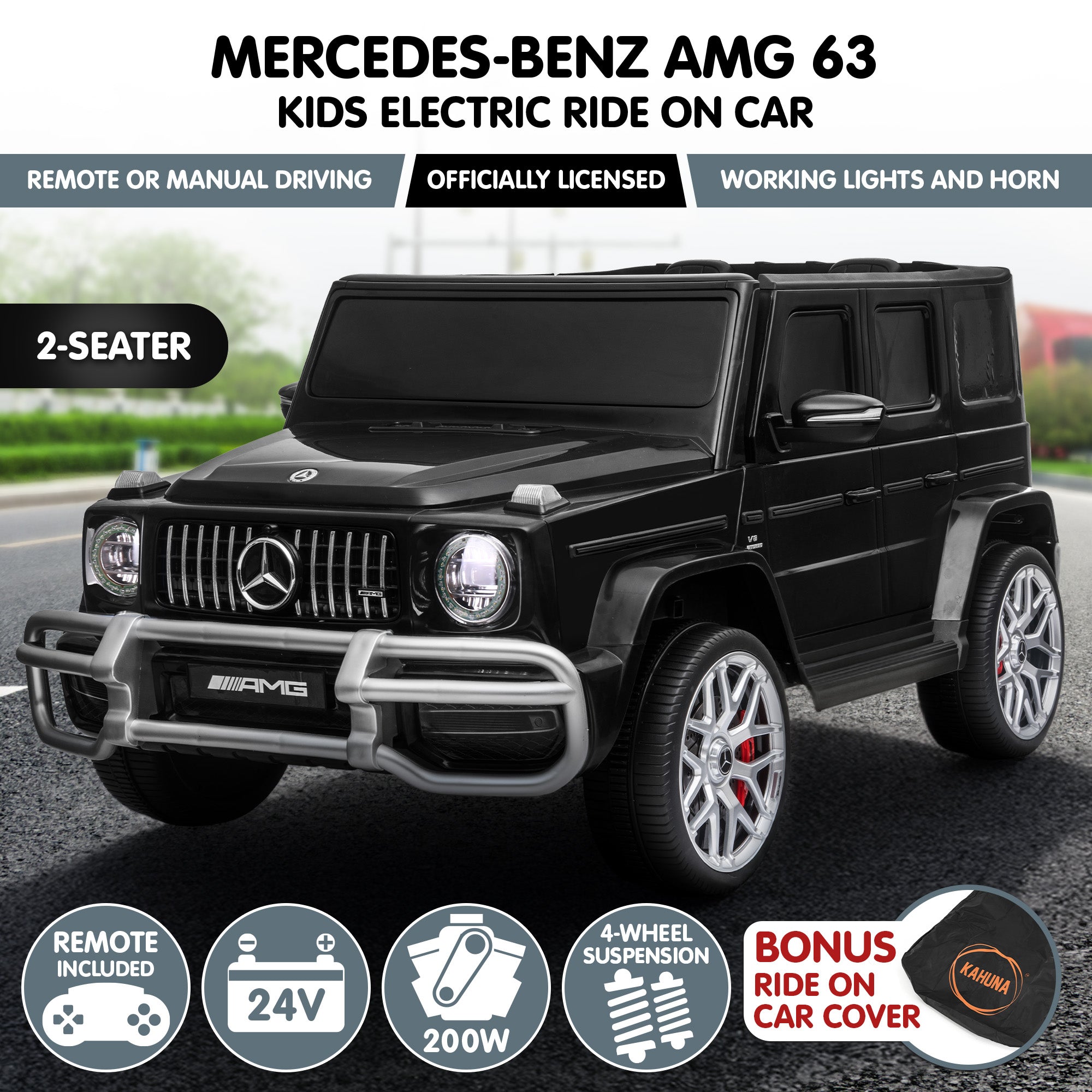 Mercedes-Benz AMG G63 24V Kids Electric Ride-On Car, Black