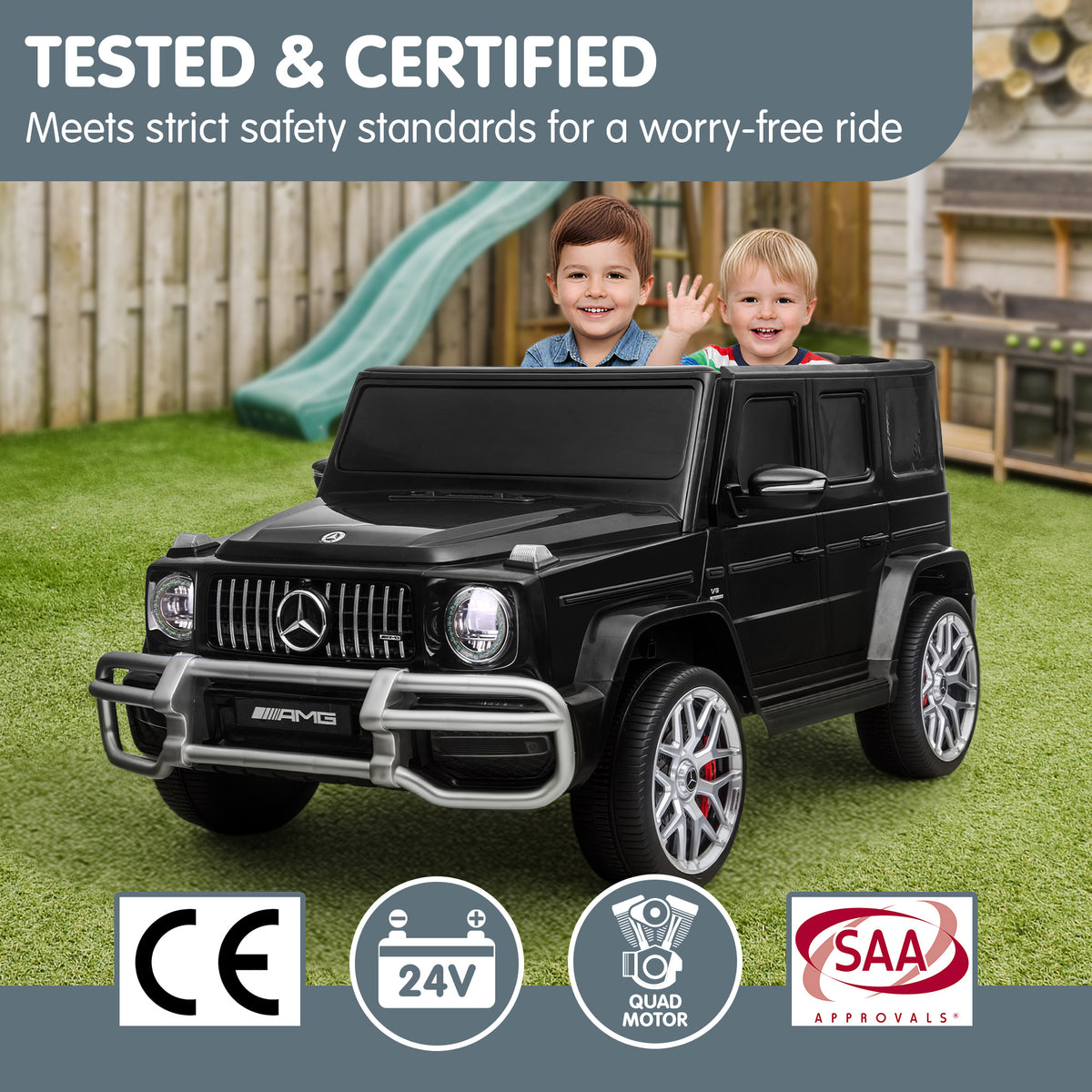 Mercedes-Benz AMG G63 24V Kids Electric Ride-On Car, Black