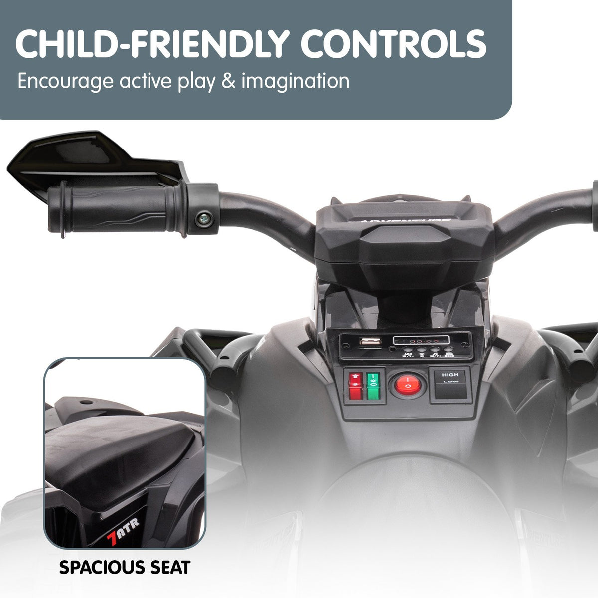 GTS99 12V Kids Electric Ride-On Quad Bike, Black
