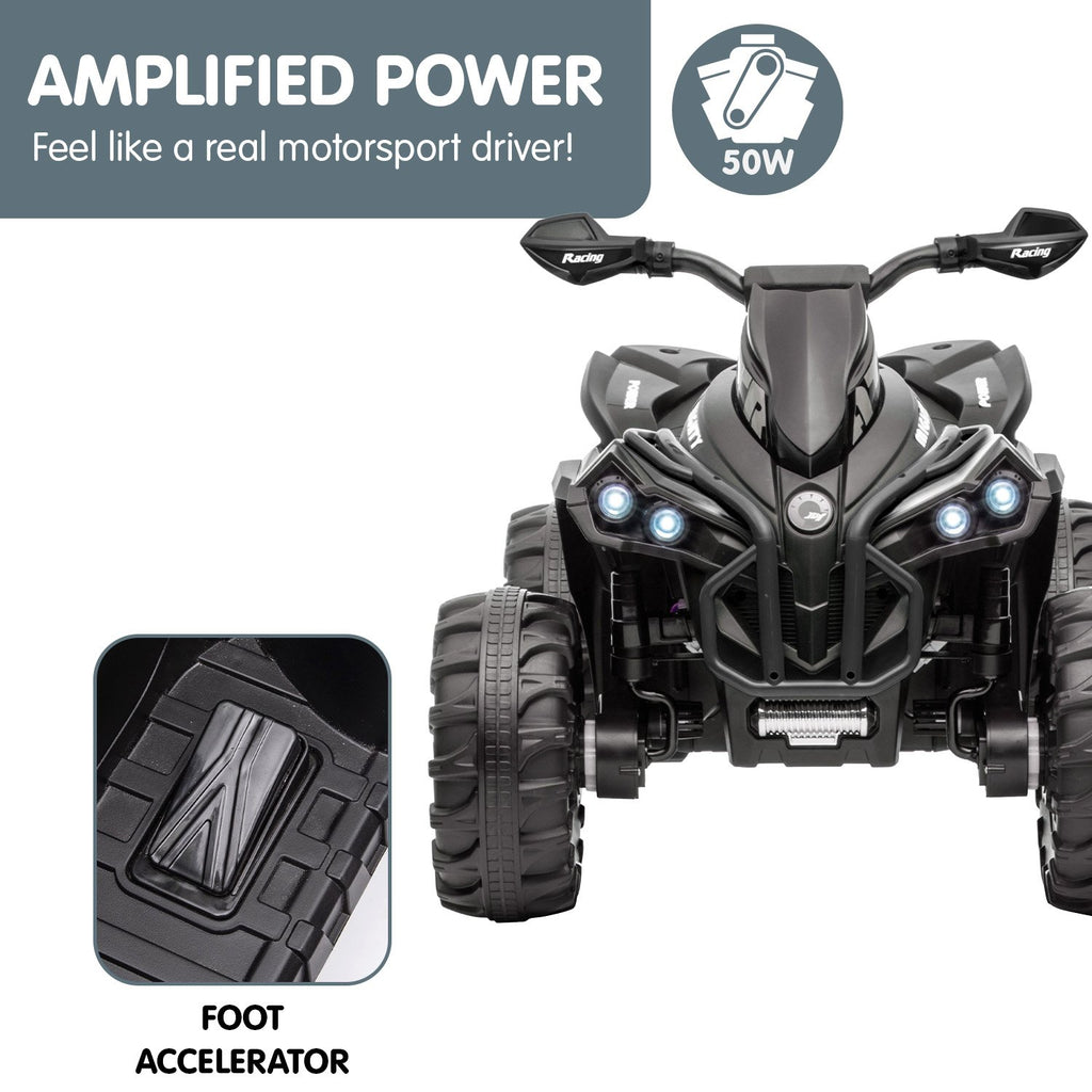GTS99 12V Kids Electric Ride-On Quad Bike, Black