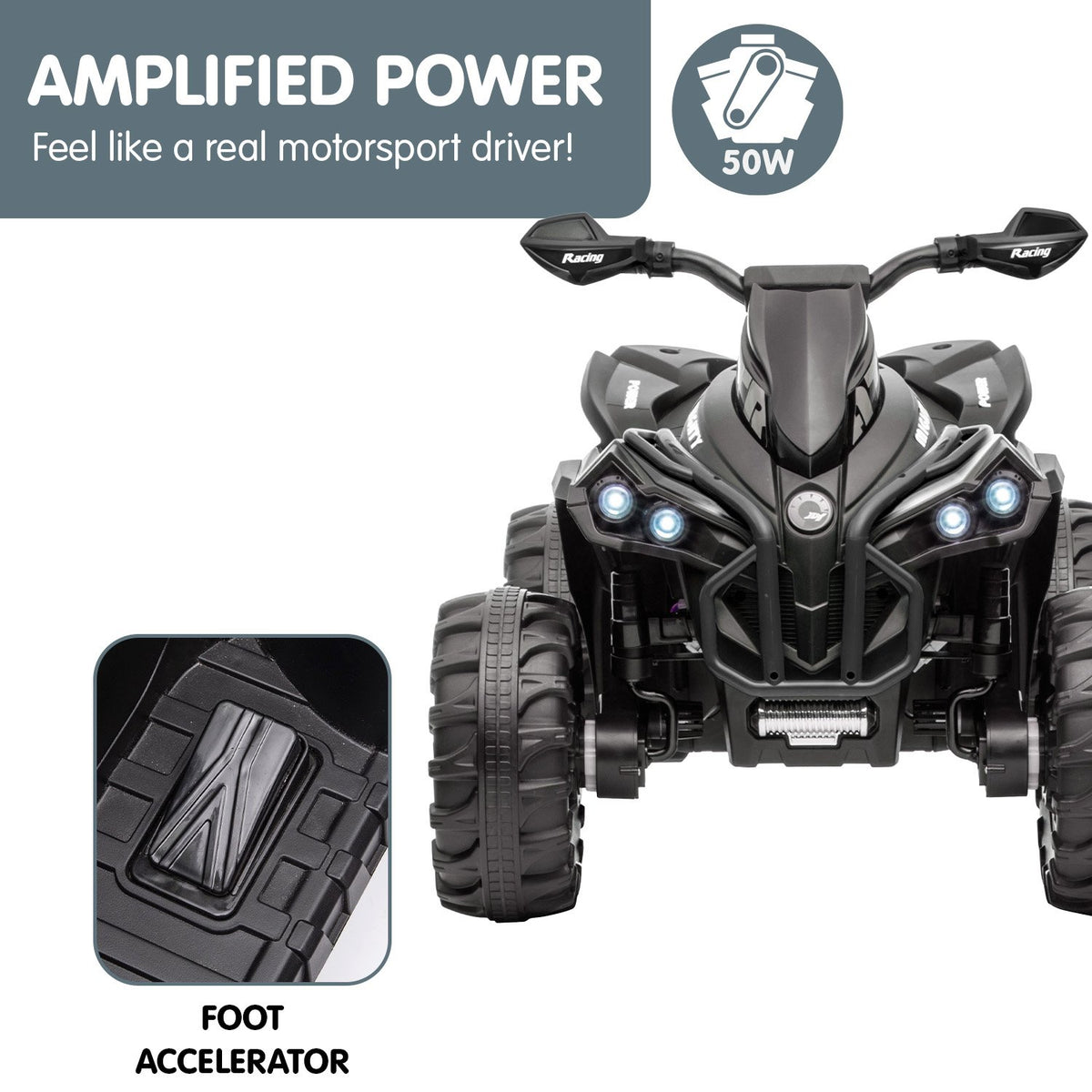 GTS99 12V Kids Electric Ride-On Quad Bike, Black