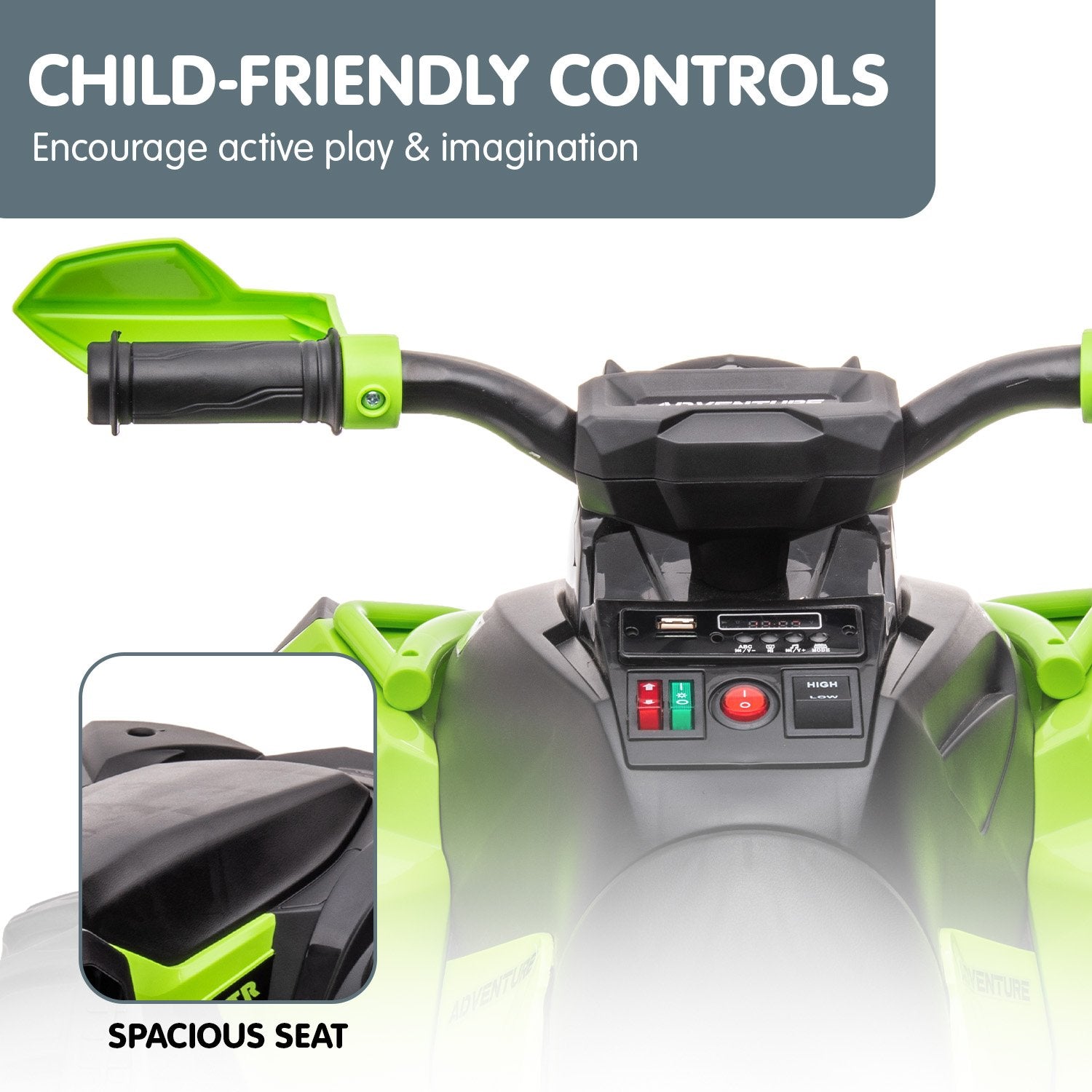 GTS99 12V Kids Electric Ride-On Quad Bike, Green
