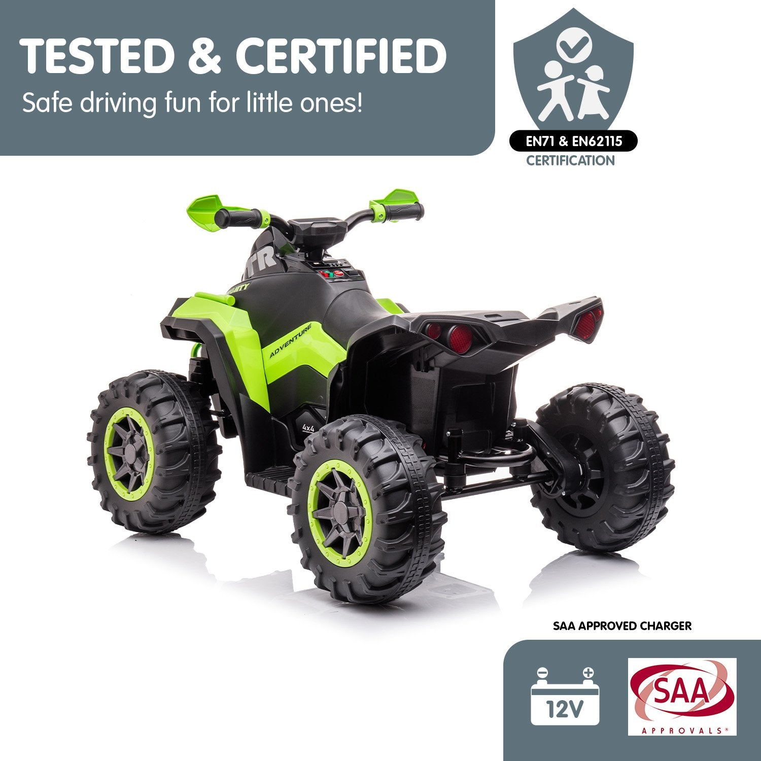 GTS99 12V Kids Electric Ride-On Quad Bike, Green