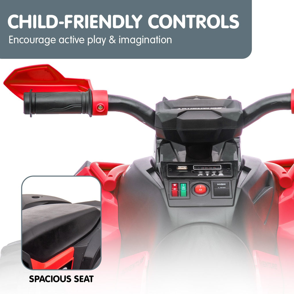 GTS99 12V Kids Electric Ride-On Quad Bike, Red