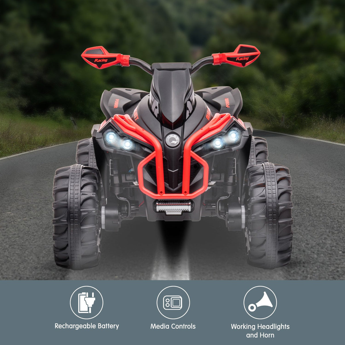 GTS99 12V Kids Electric Ride-On Quad Bike, Red