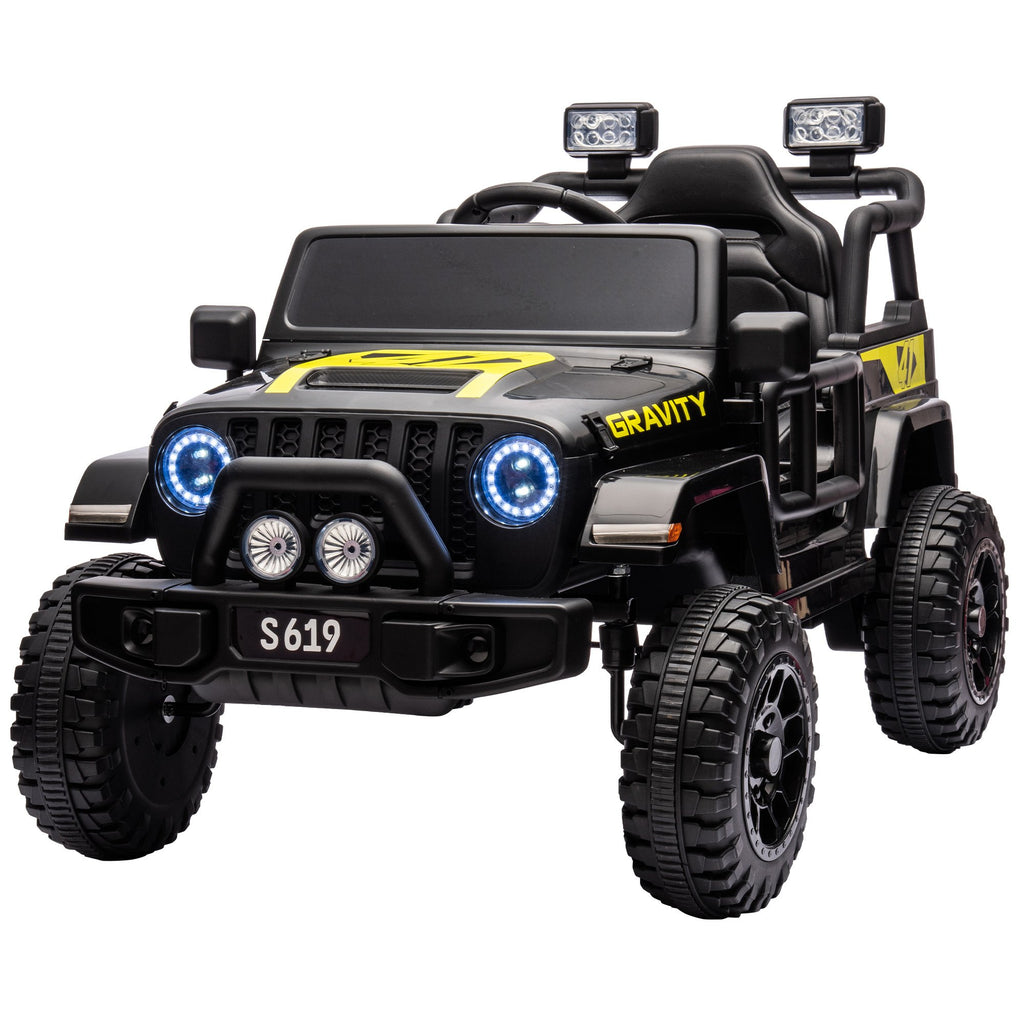 S619 Gravity 12V Jeep-Inspired Kids Electric Ride-On Car, Black