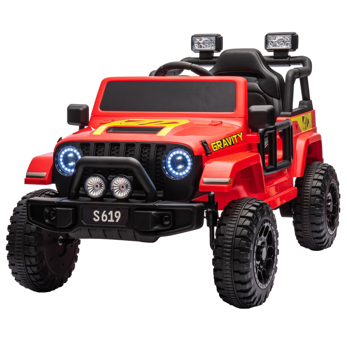 S619 Gravity 12V Jeep-Inspired Kids Electric Ride-On Car, Red