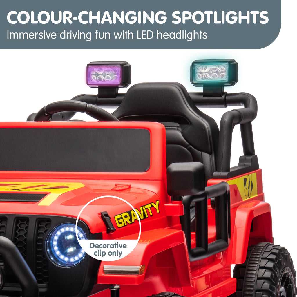 S619 Gravity 12V Jeep-Inspired Kids Electric Ride-On Car, Red