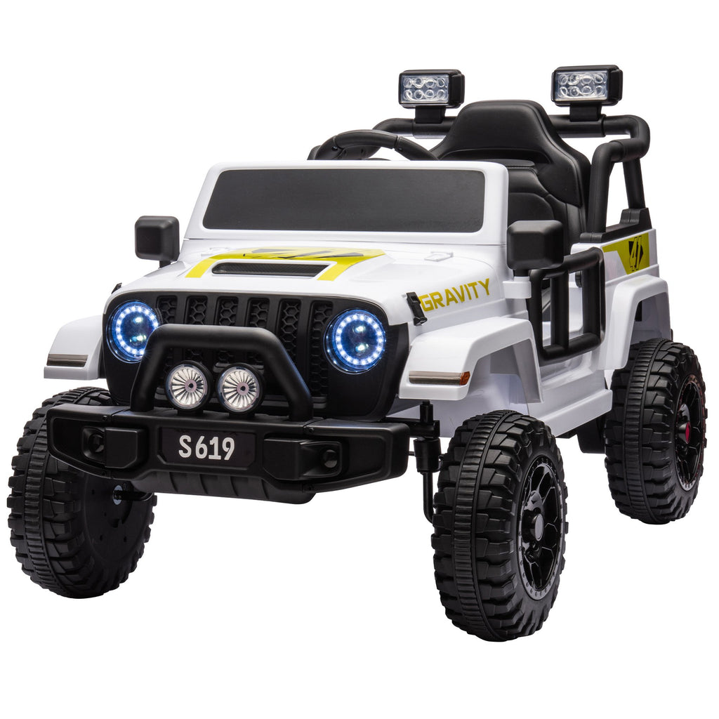 S619 Gravity 12V Jeep-Inspired Kids Electric Ride-On Car, White
