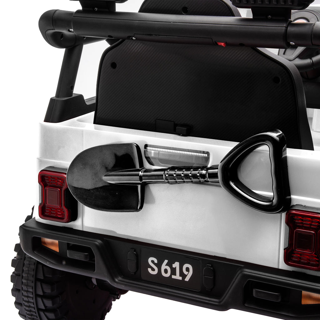 S619 Gravity 12V Jeep-Inspired Kids Electric Ride-On Car, White