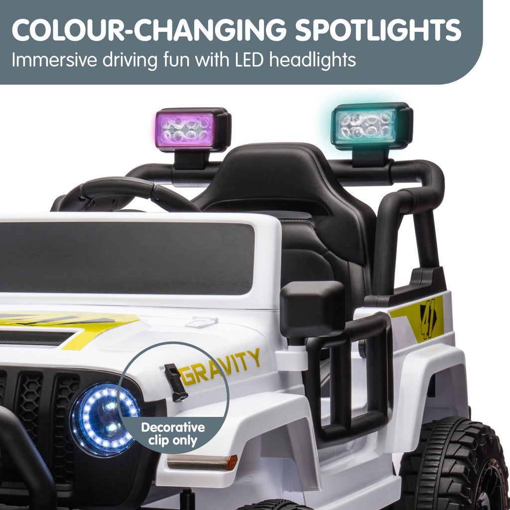 S619 Gravity 12V Jeep-Inspired Kids Electric Ride-On Car, White