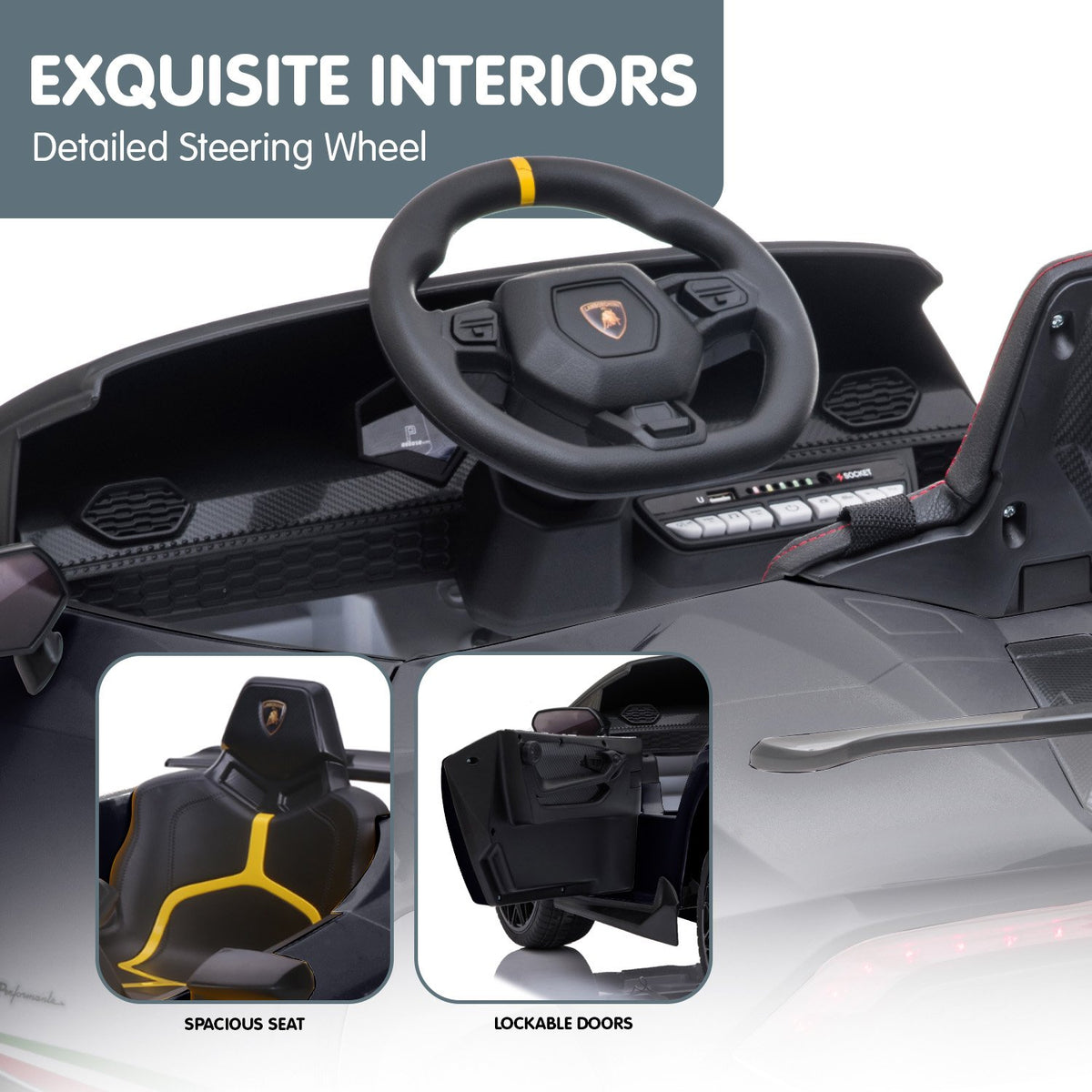 Lamborghini Performante 12V Kids Electric Ride-On Car, Black