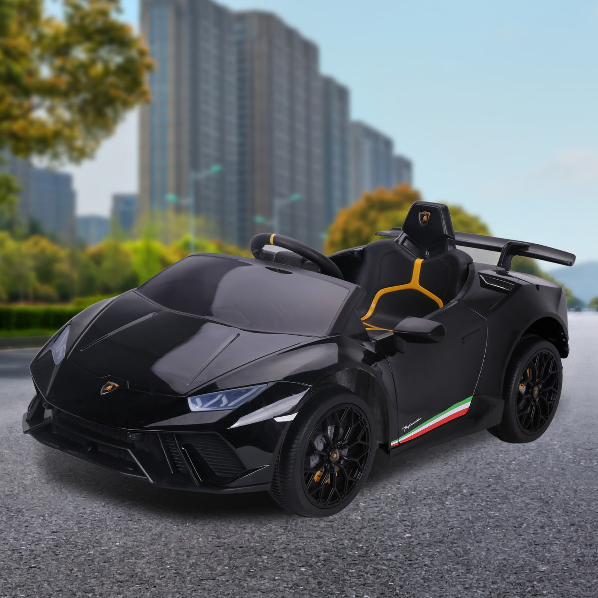 Lamborghini Performante 12V Kids Electric Ride-On Car, Black