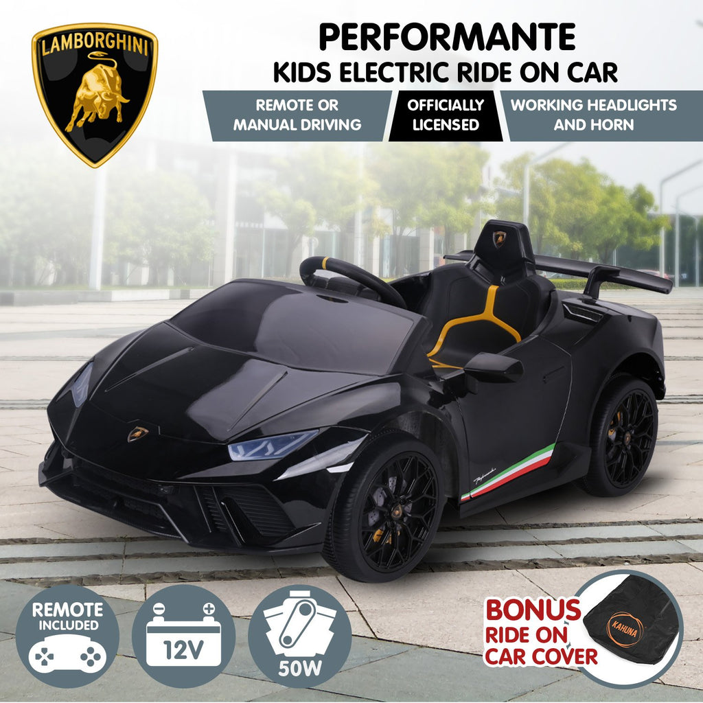 Lamborghini Performante 12V Kids Electric Ride-On Car, Black