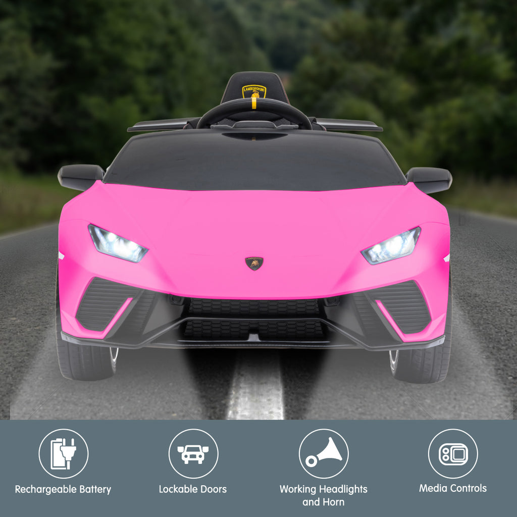 Lamborghini Performante 12V Kids Electric Ride-On Car, Pink